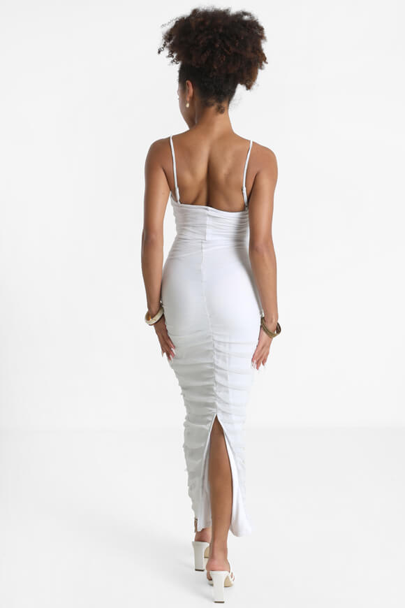 Glitzer Midikleid - Weiss + Silber