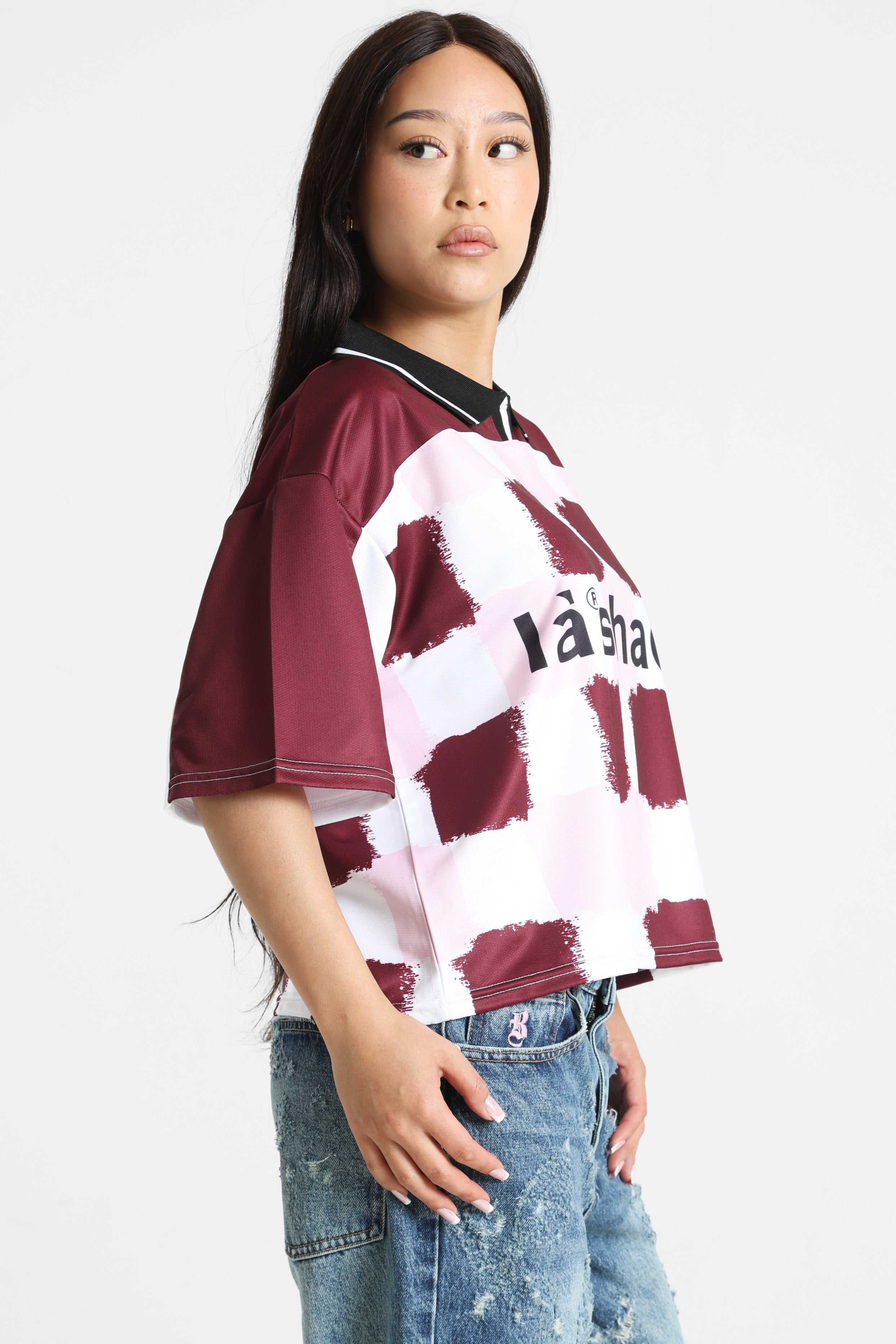 T-shirt ampia - Bordeaux + Bianco
