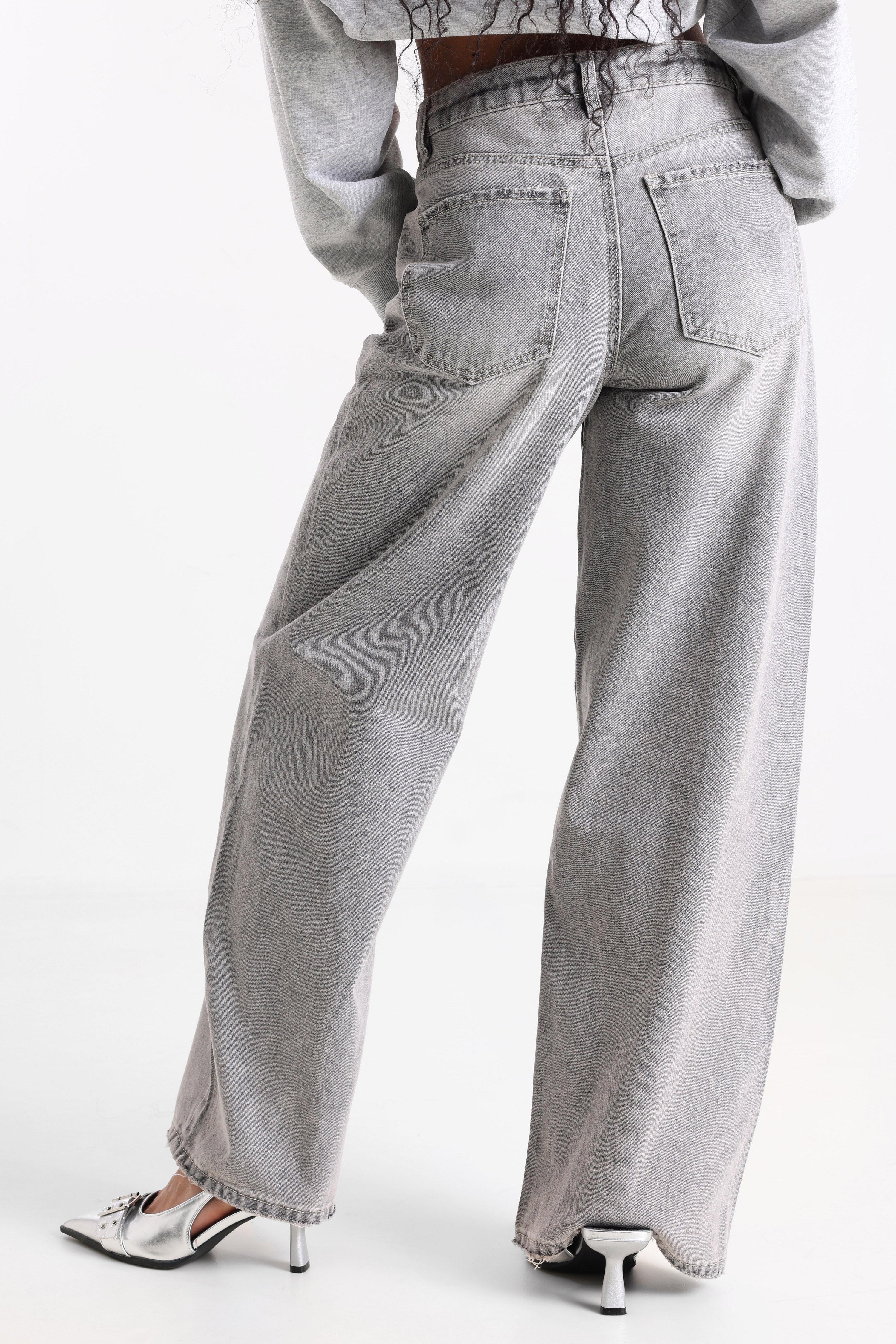 Wide Leg Jeans - Hellgrau