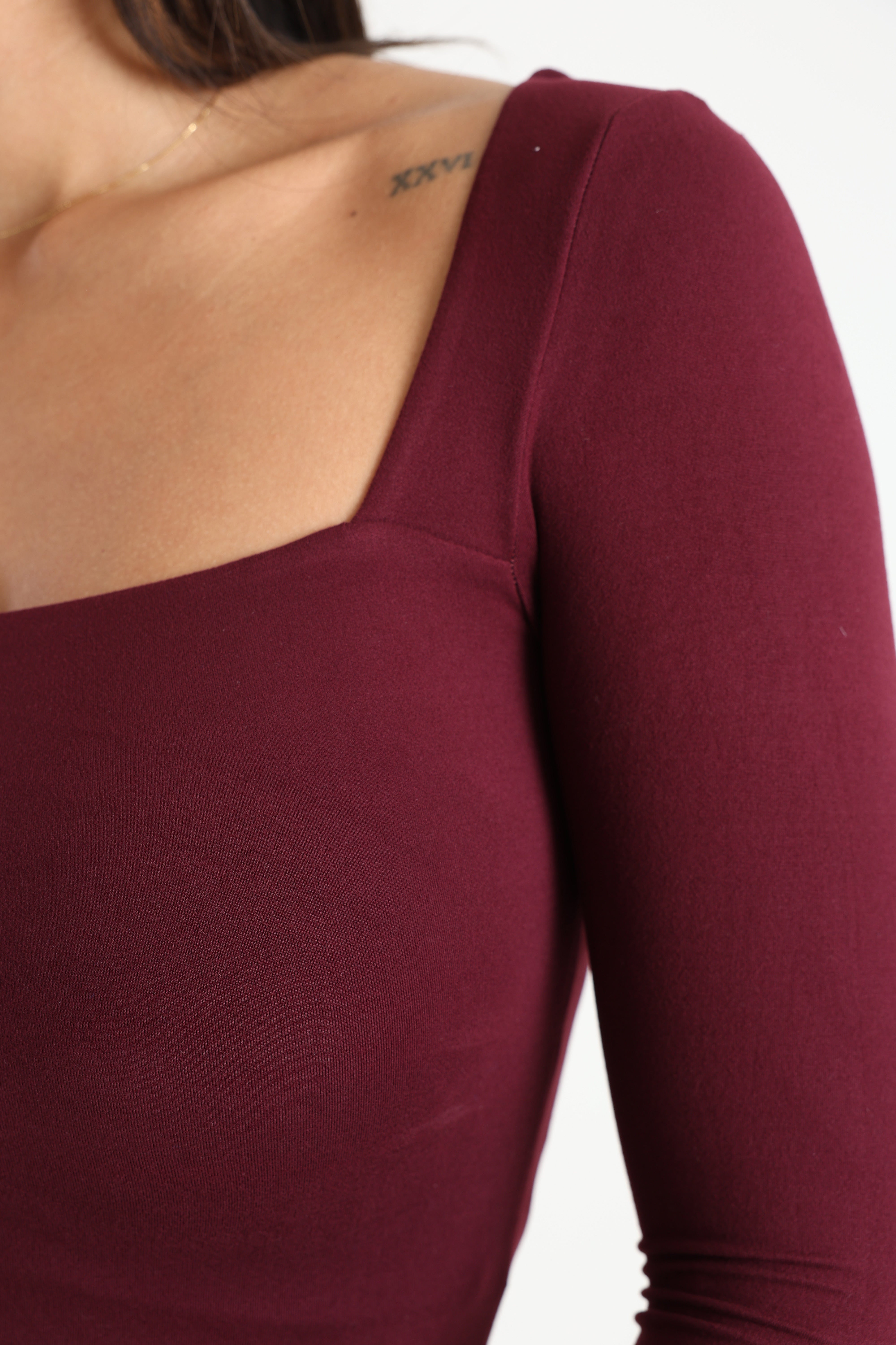 Crop Langarmshirt - Bordeaux