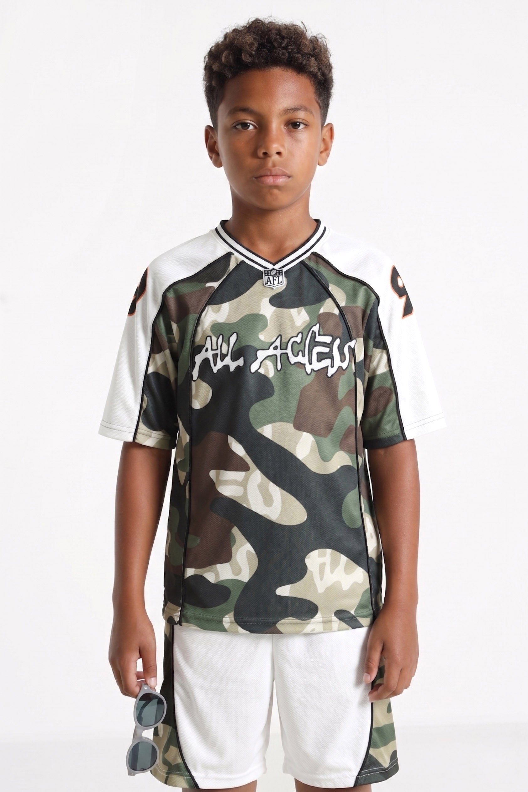 Mesh T-Shirt - Grün Camouflage + Weiss
