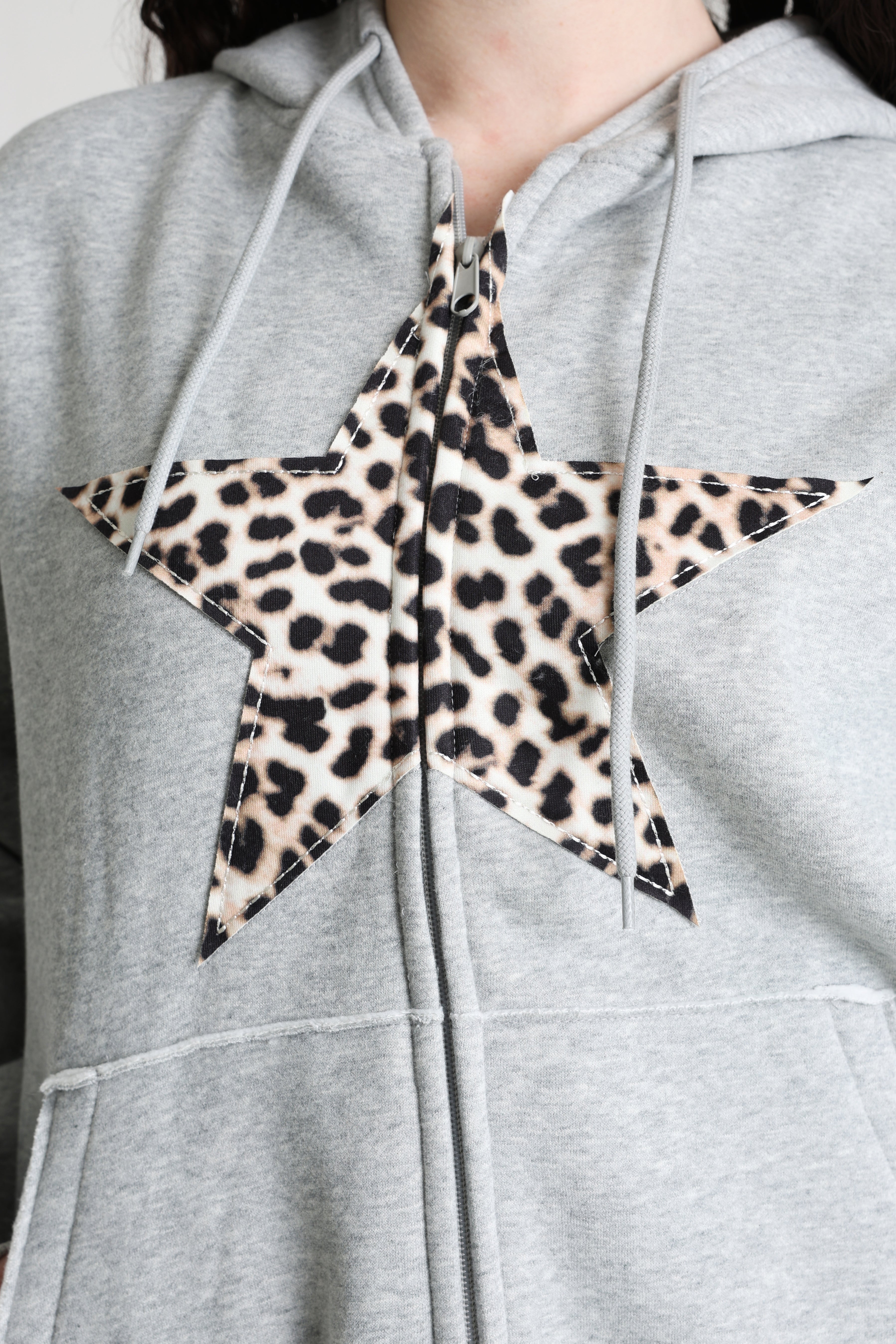 Oversize Kapuzensweatjacke - Grey Melange