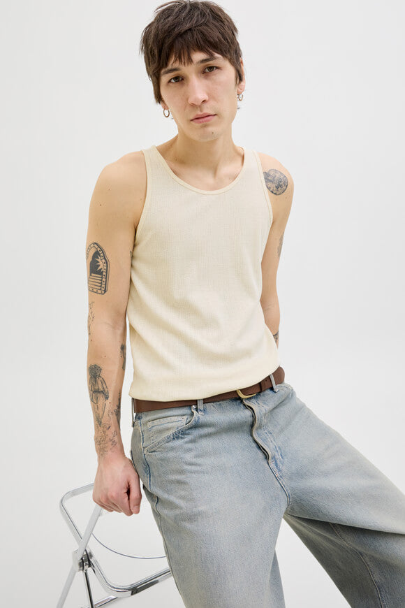Ribbed tank top - Antique White