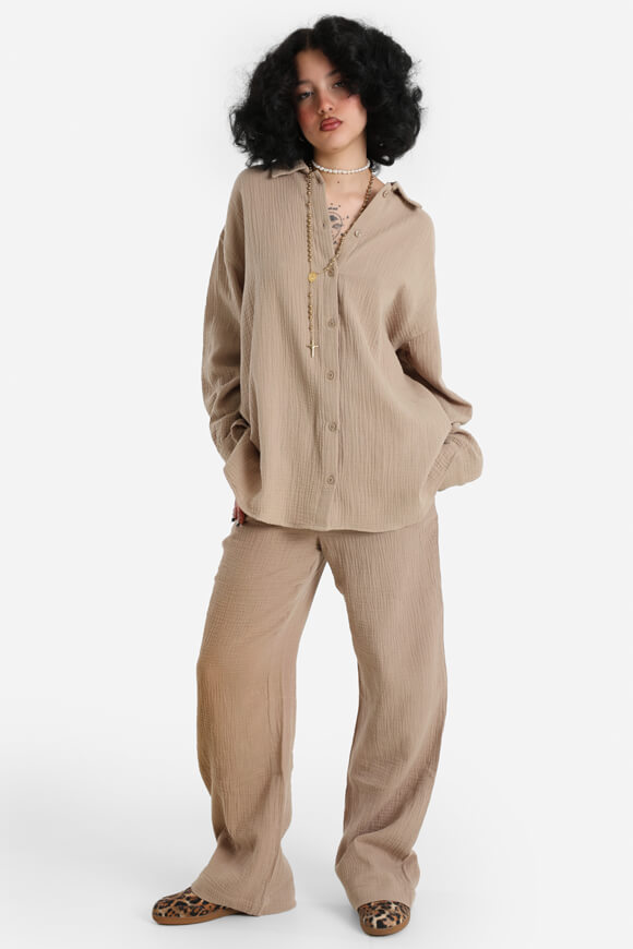Chemise oversize en mousseline - Taupe