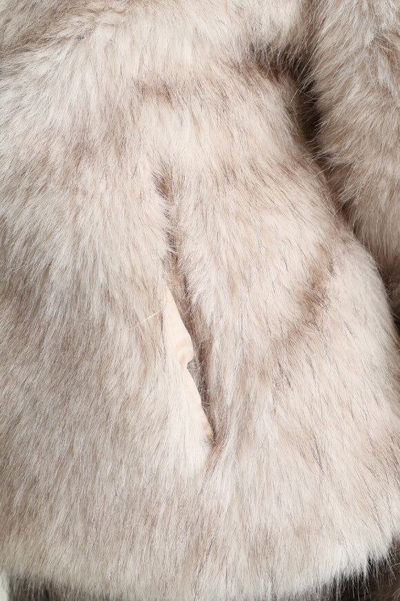 Kunstpelzjacke - Beige + Brown