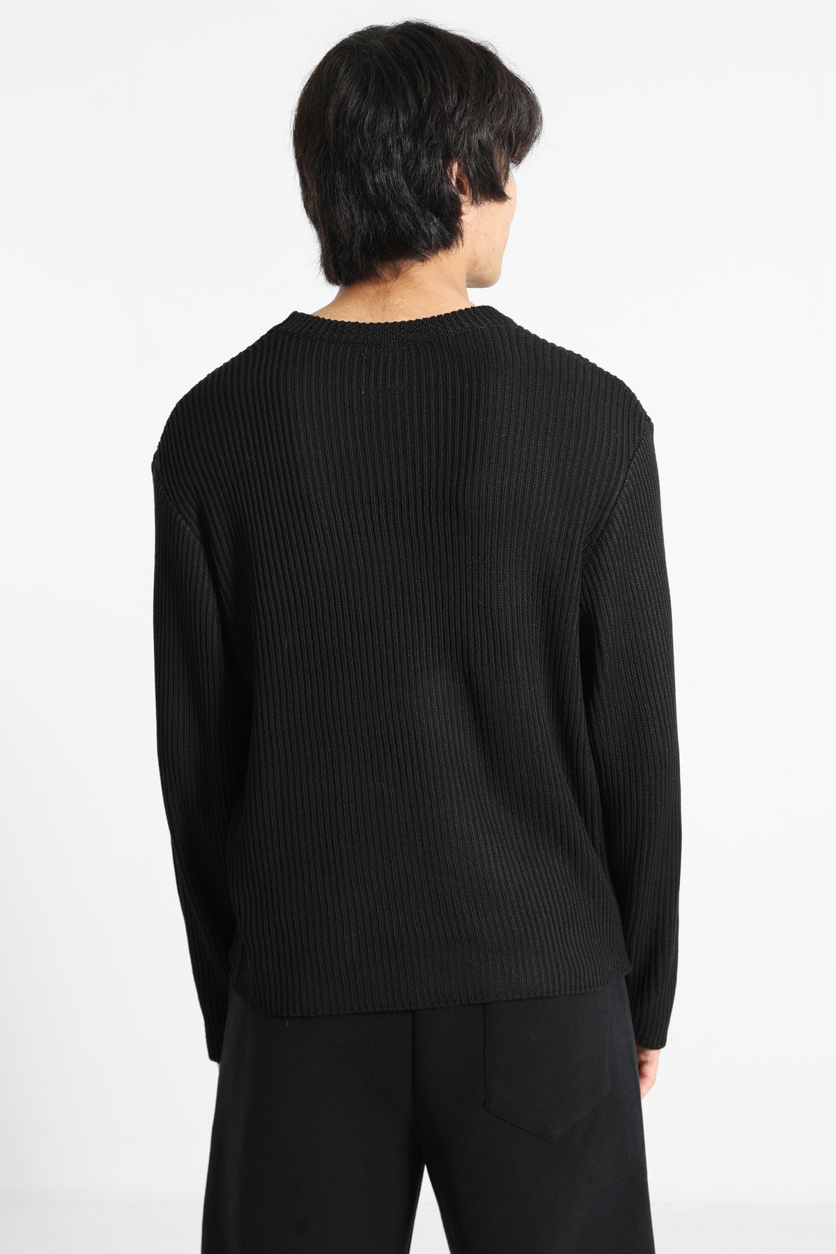 Gerippter Strickpullover - Black