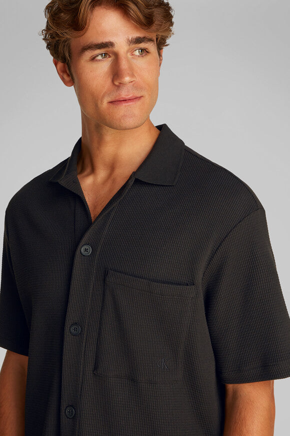 Camicia in tessuto goffrato - Black