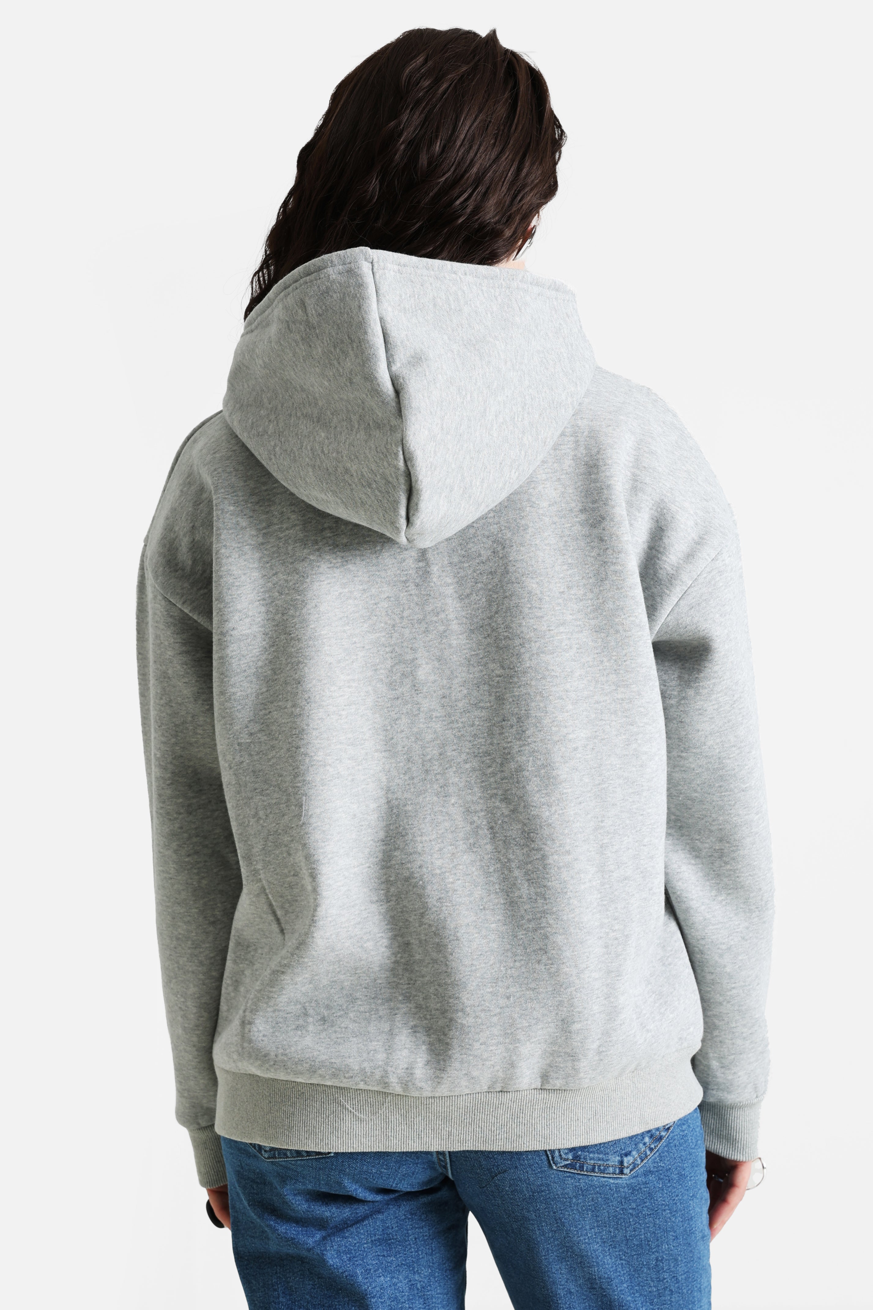 Oversize Kapuzensweatjacke - Grey Melange