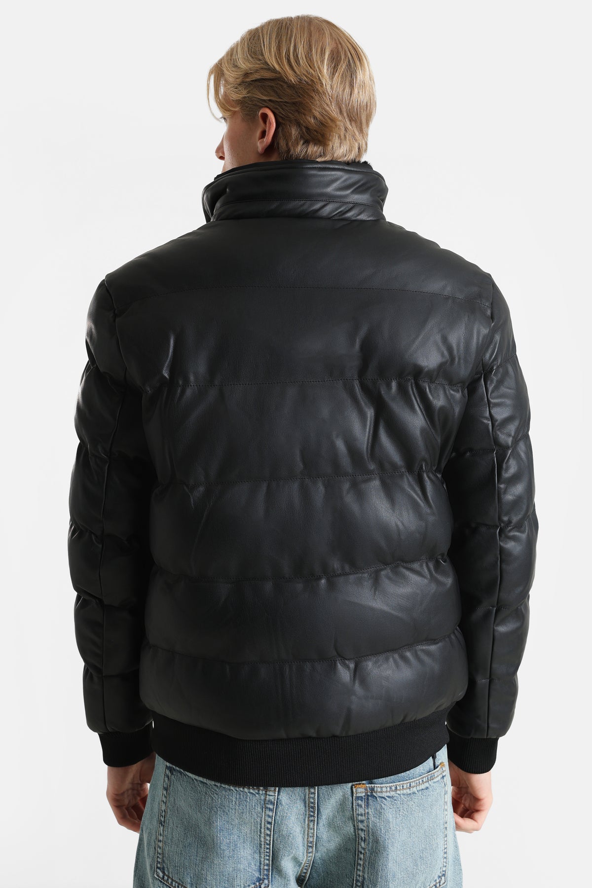 Veste matelassée en similicuir - Black