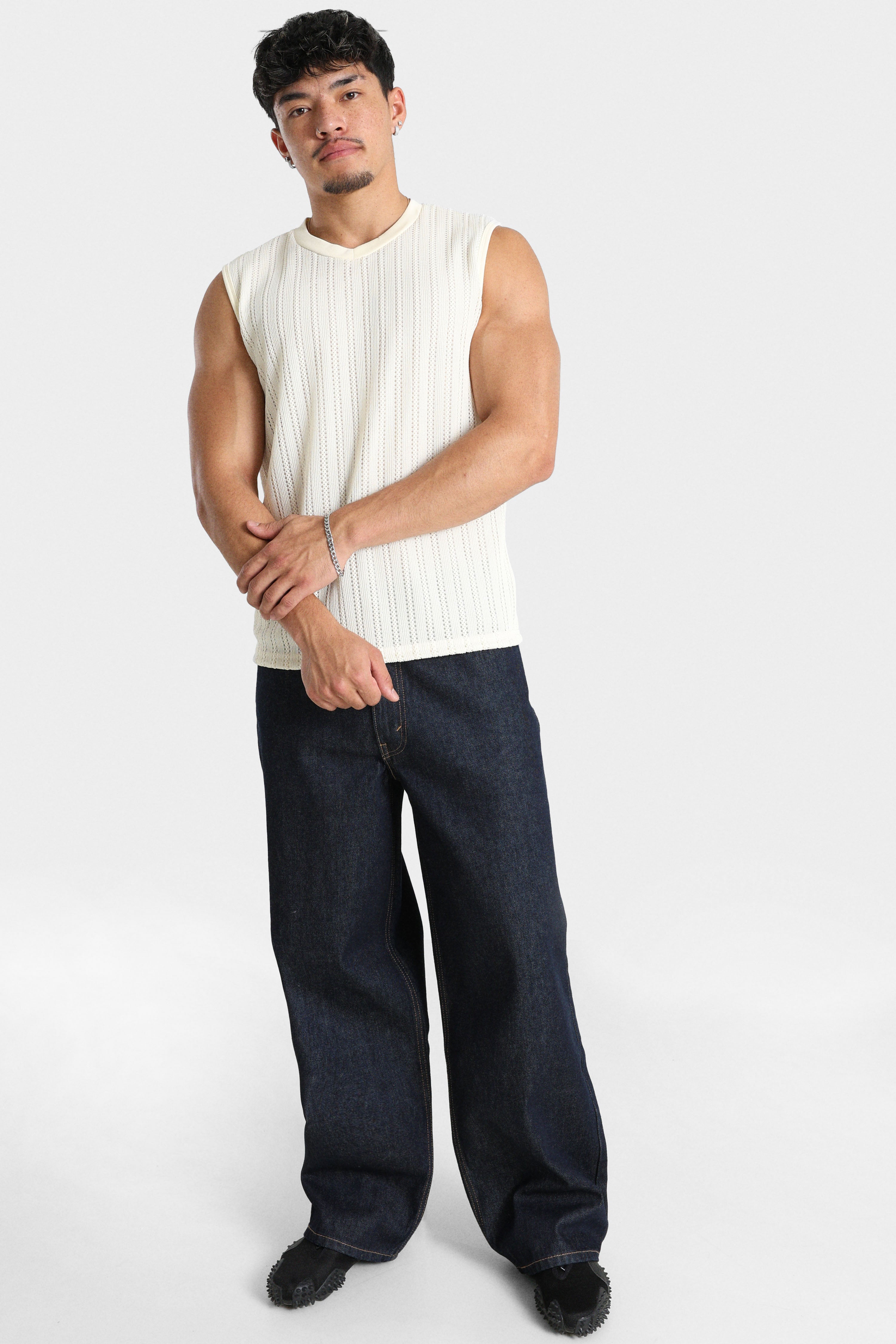 Strukturiertes Tanktop - Offwhite