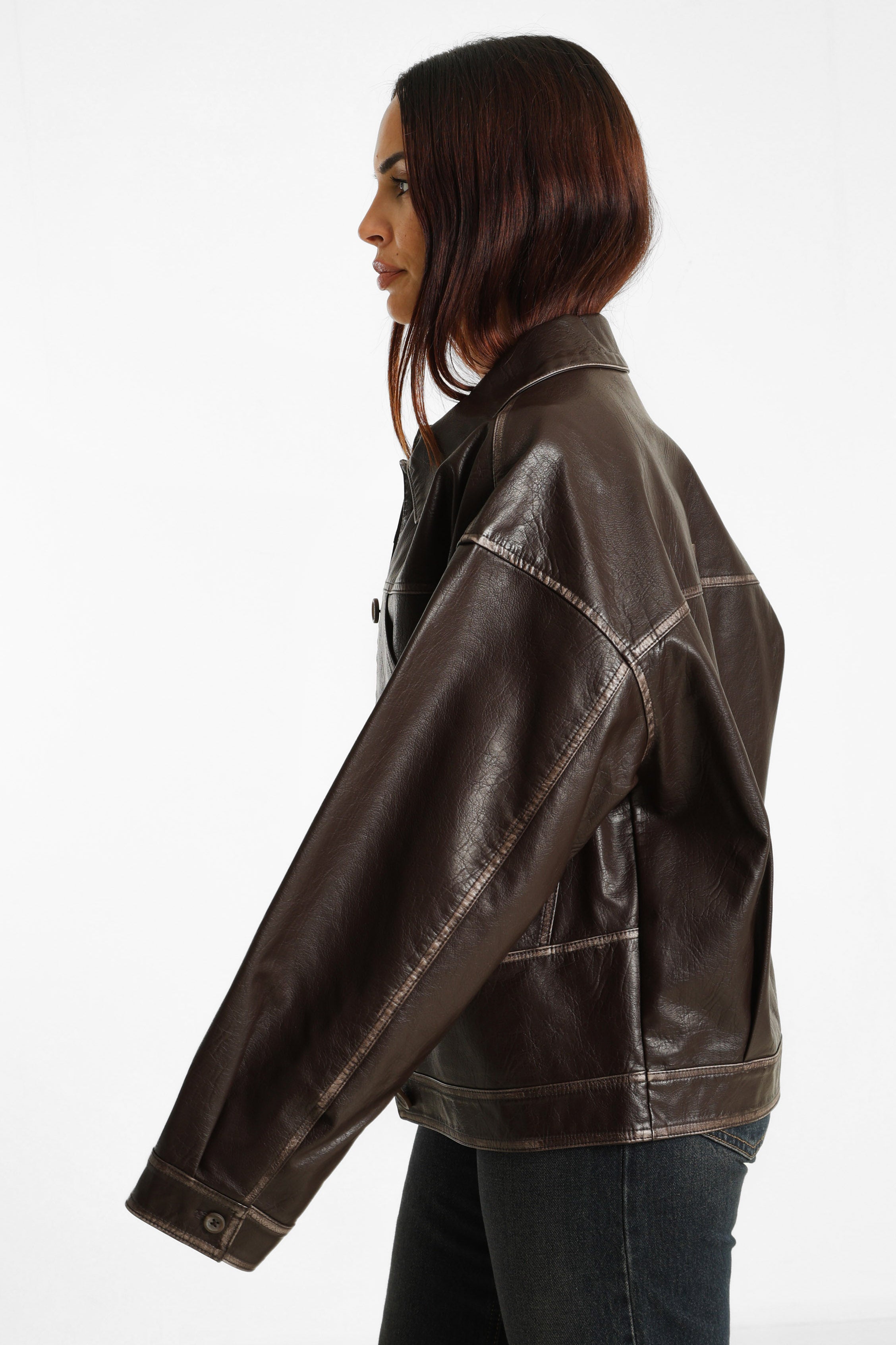Kunstlederjacke - Chocco Brown