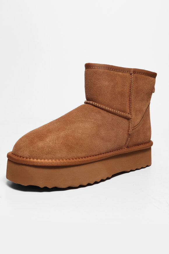 Stivaletto con plateau foderato - cognac