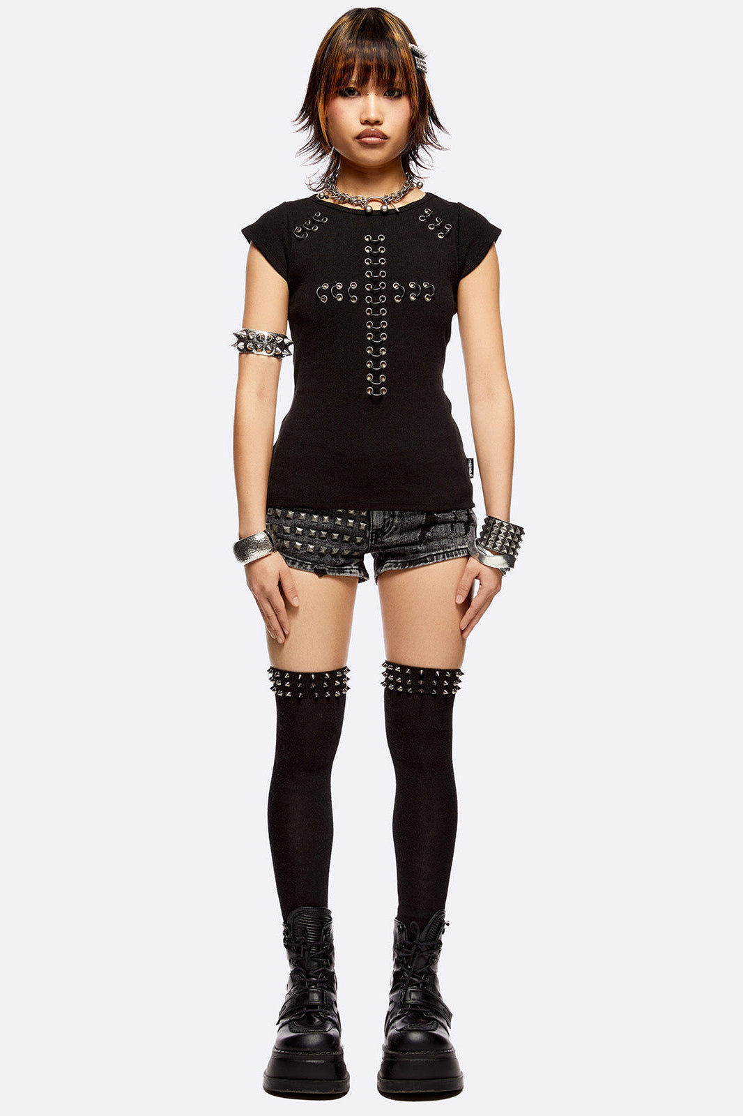 Metal Mercy Geripptes T-Shirt - Black