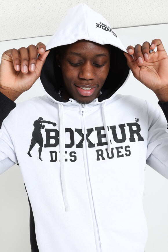 Kapuzensweatjacke - White + Black