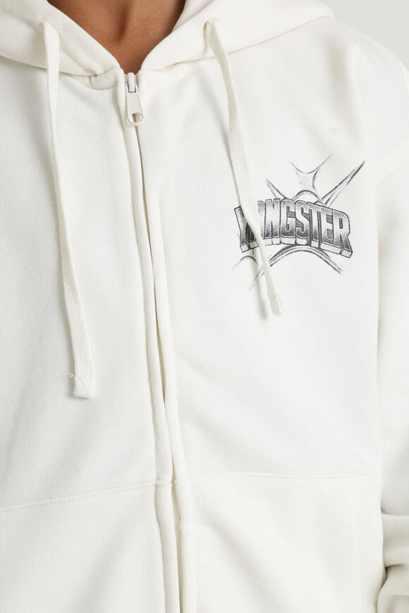 Kapuzensweatjacke - Offwhite