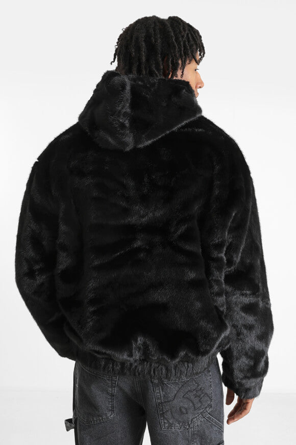 Kunstpelzjacke - Schwarz