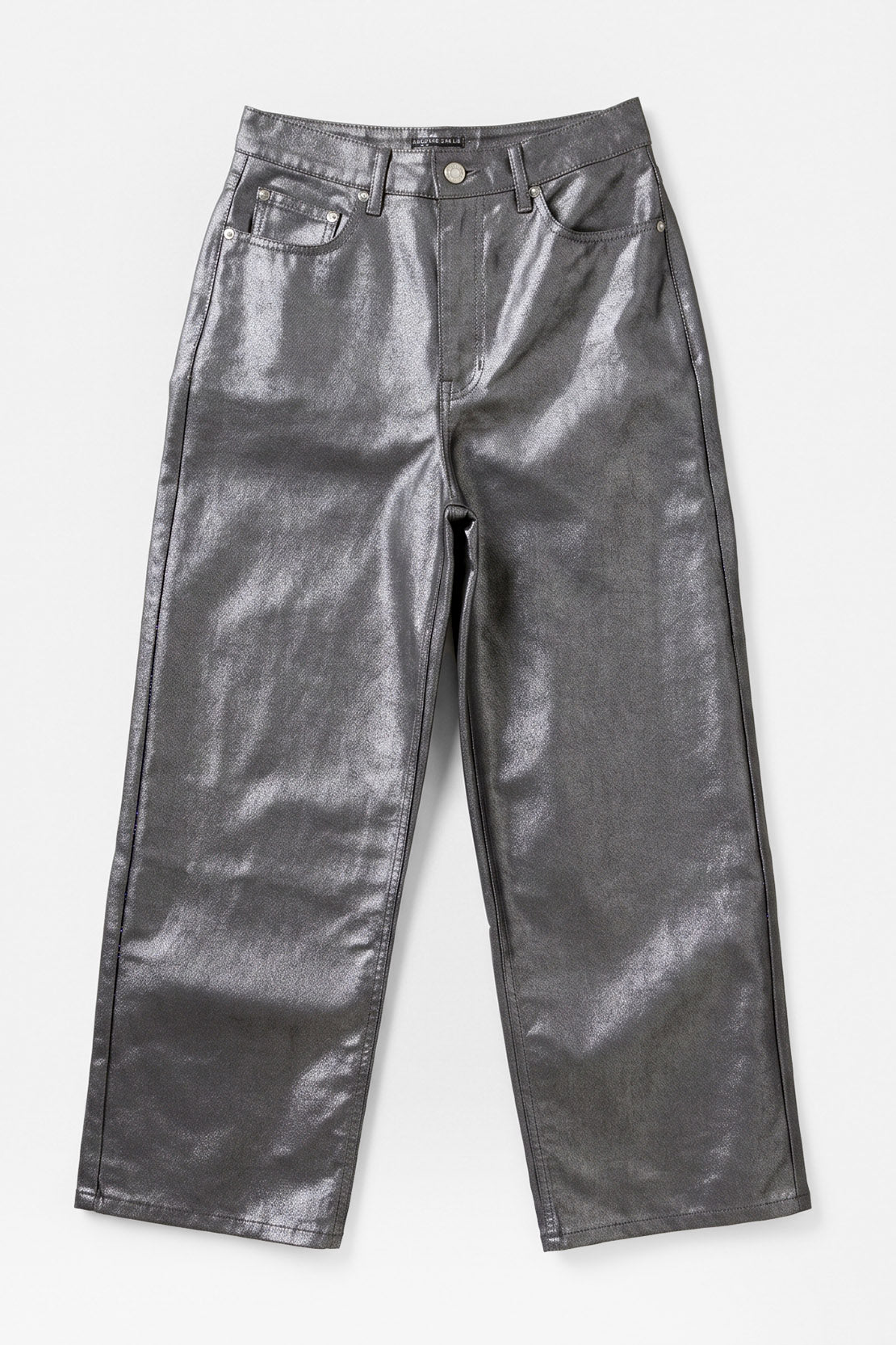 Jean wide leg effet brillant - Noir + Argenté