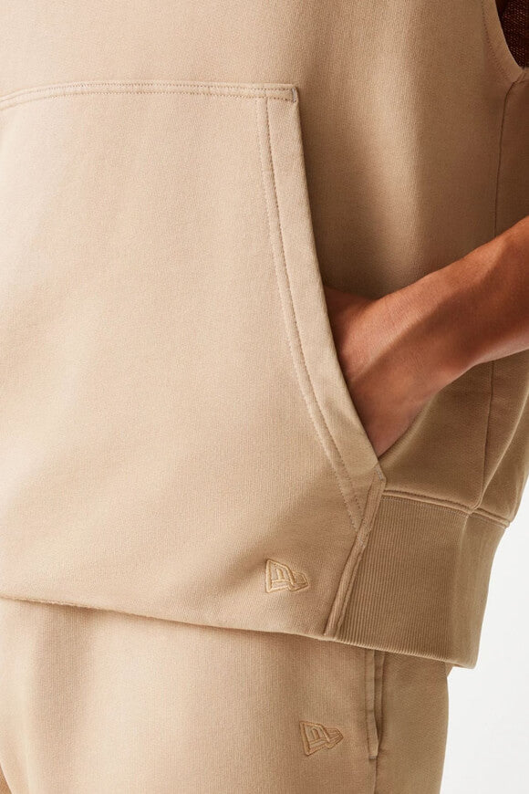 Sleeveless sweatshirt with hood - beige