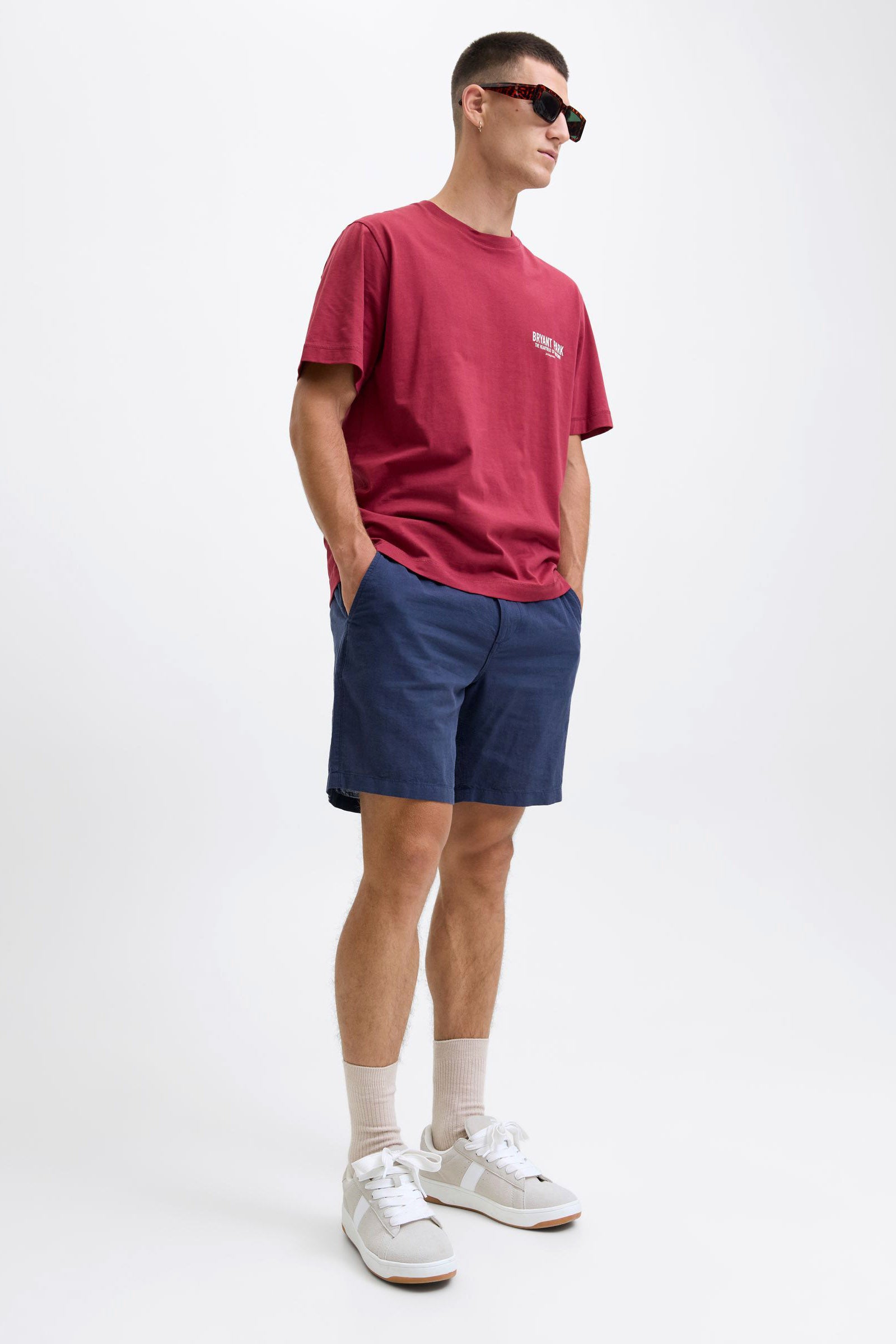 JPSTACE Chino Leinenshorts - Navy Blazer