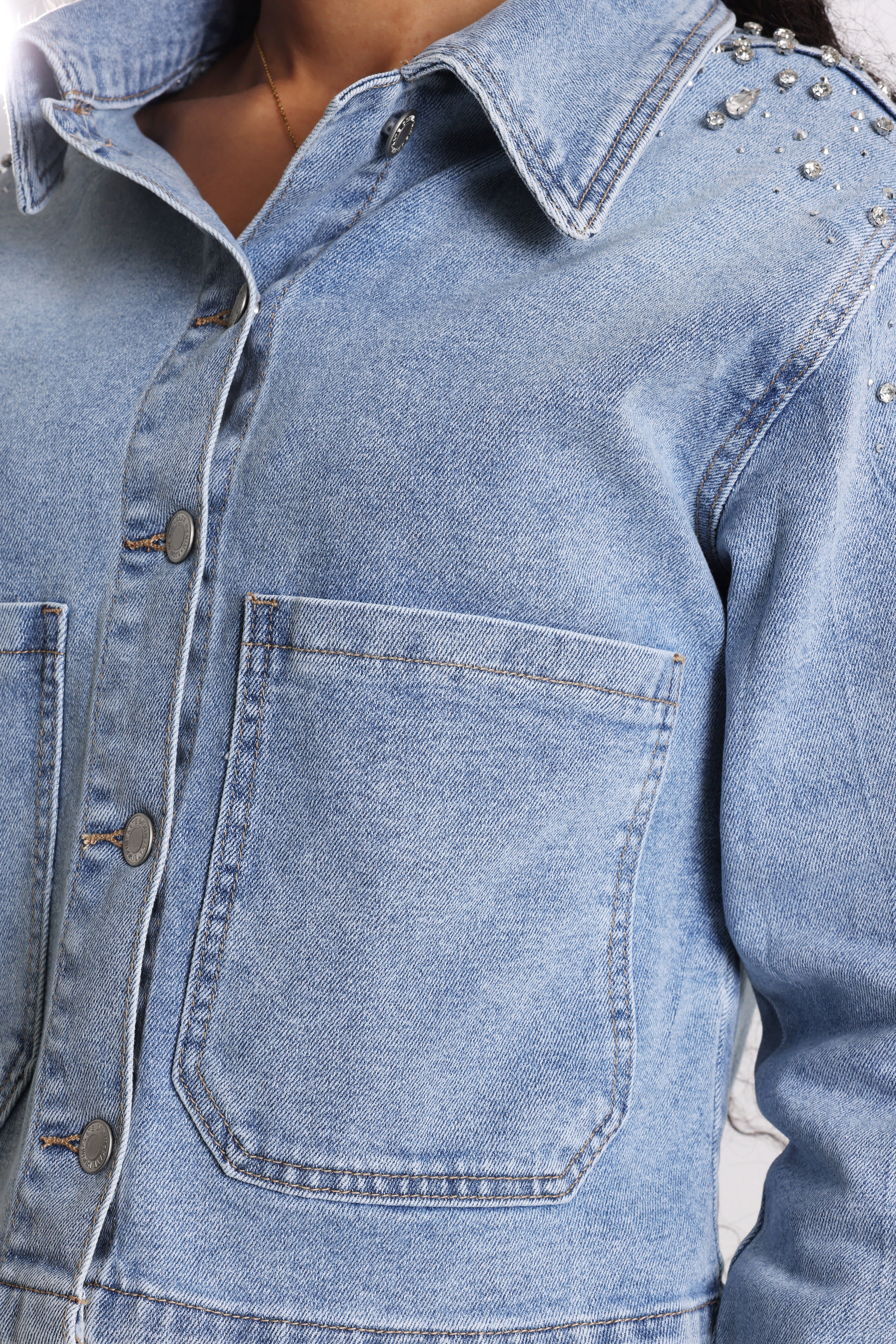 Giacca di jeans con strass - Blue