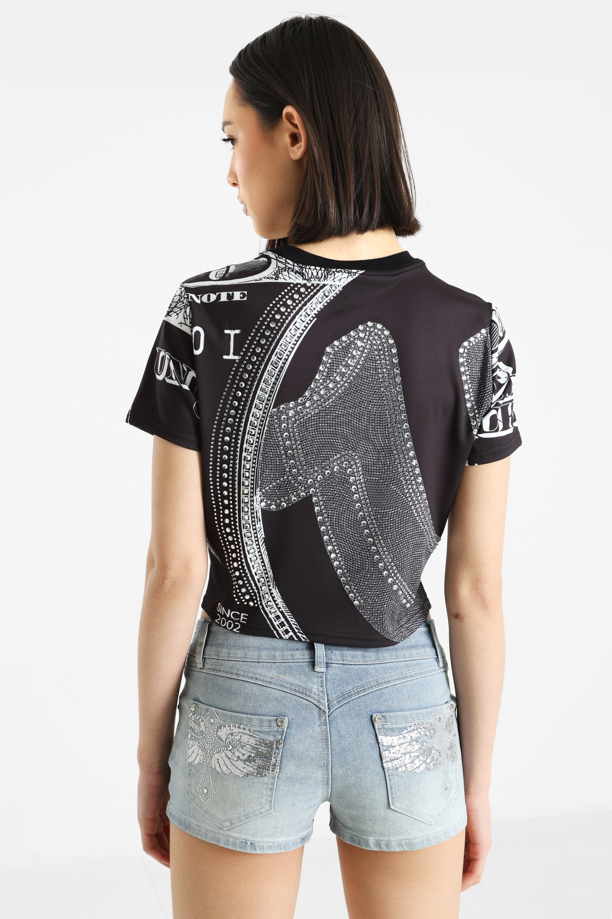 Crystal Crop T-Shirt - Jet Black