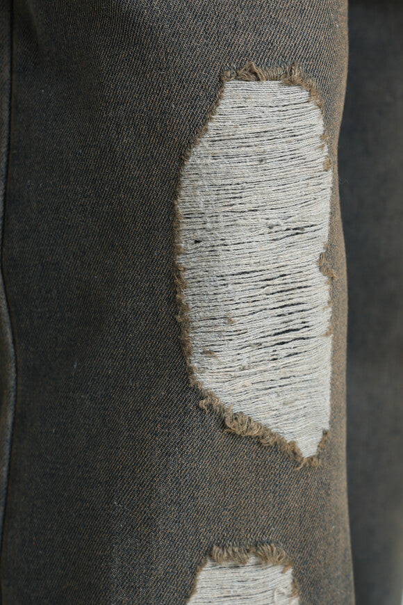 Baggy Fit Jeans - Dark Blue + Brown