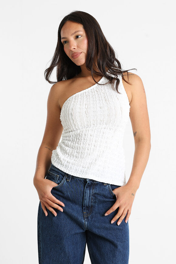Structured one-shoulder top - white