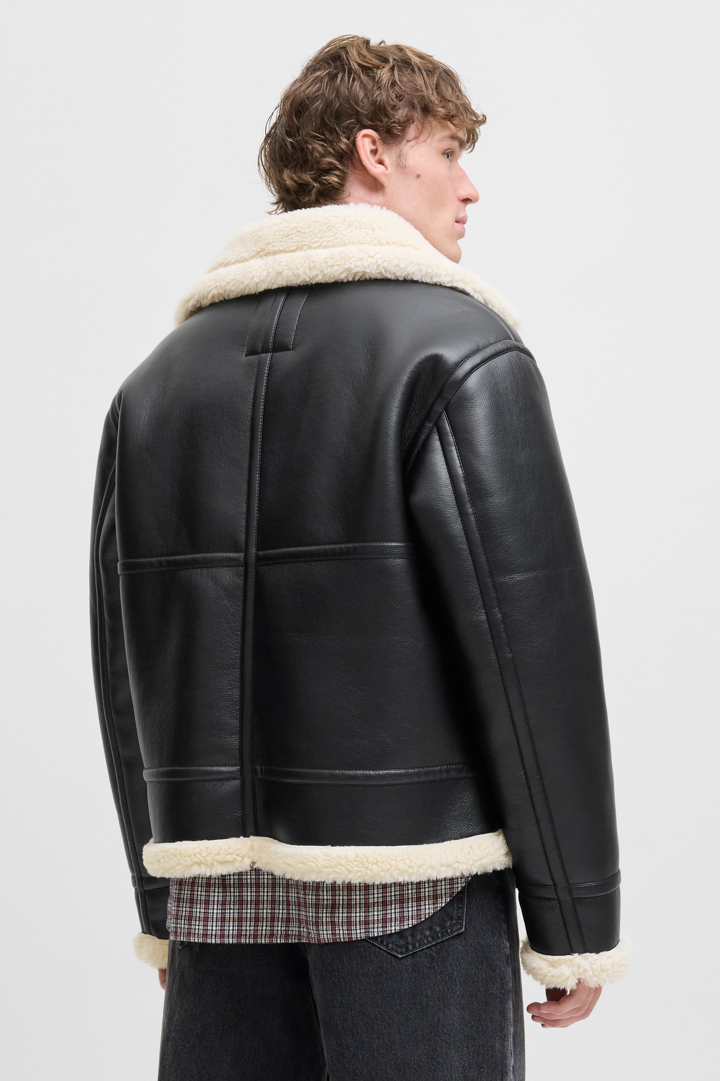 JORLIVERPOOL Aviator veste mouton retourné - Black