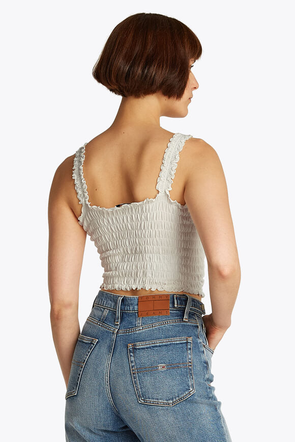 Gesmoktes Crop Top - Offwhite