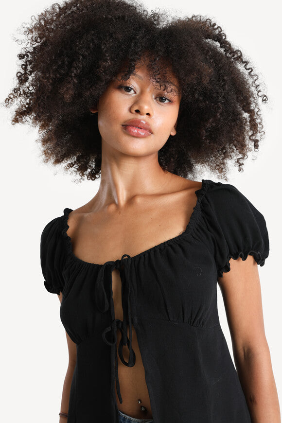 Blouse à crochets off shoulder - Noir