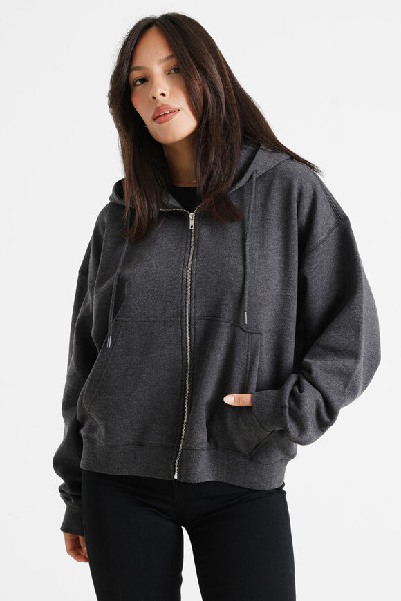 Hooded sweat jacket - anthracite