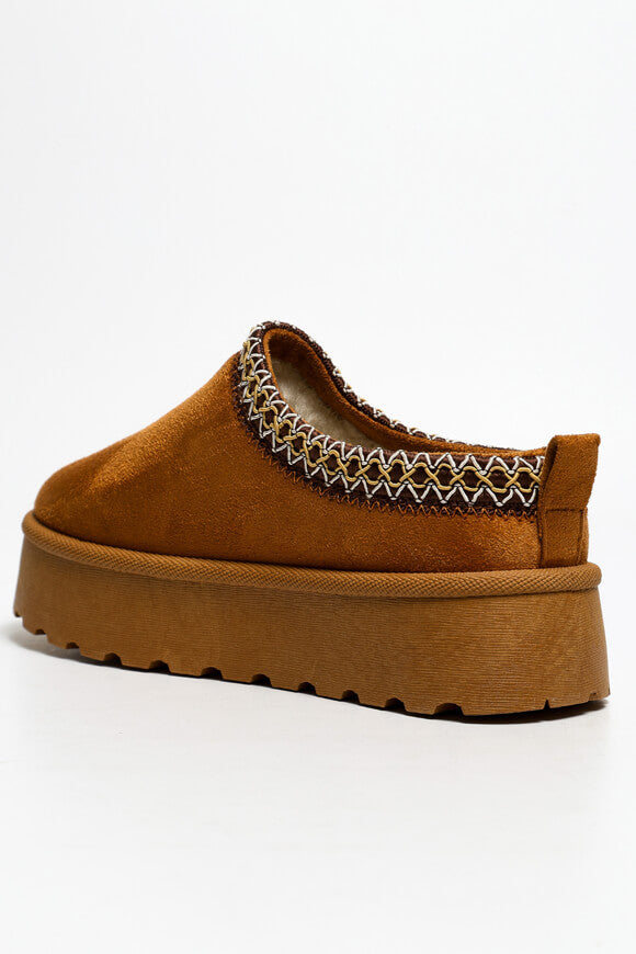 Lined platform slip-on shoes - Camel
