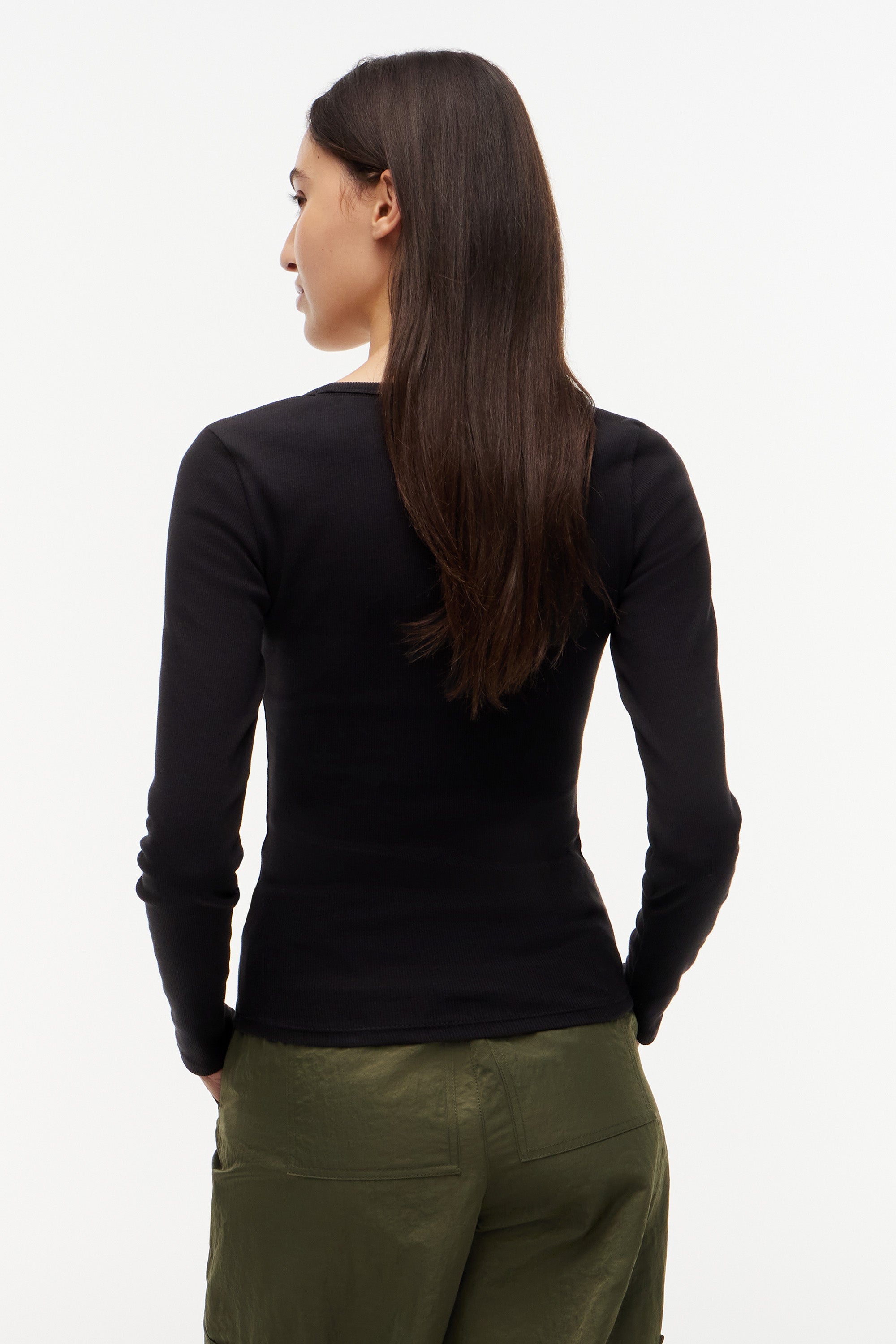 Shirt côtelé manches longues - Black