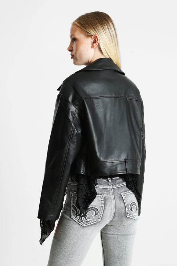 Oversized faux leather jacket - Black