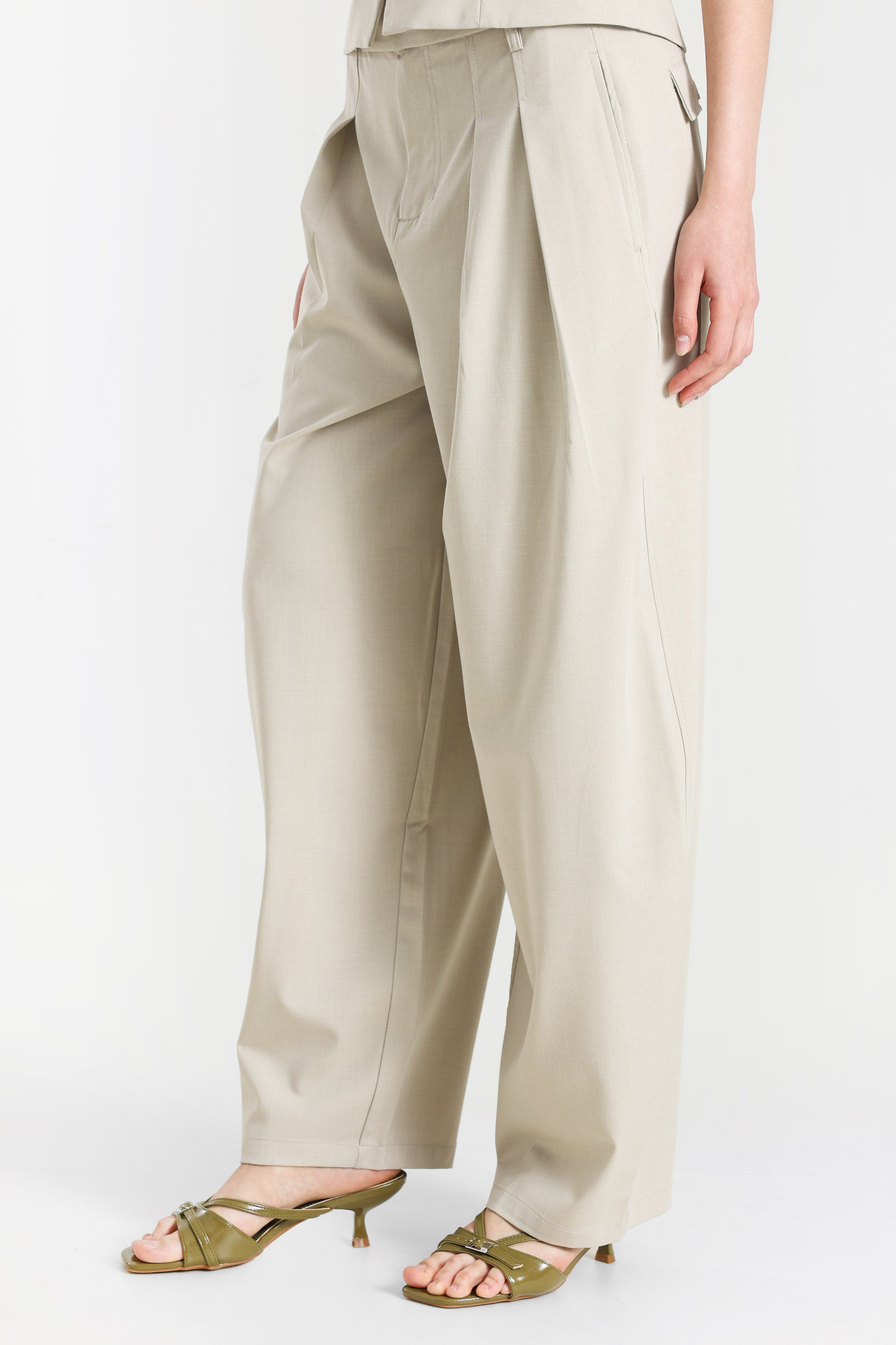 Barrel Fit Stoffhose - Beige