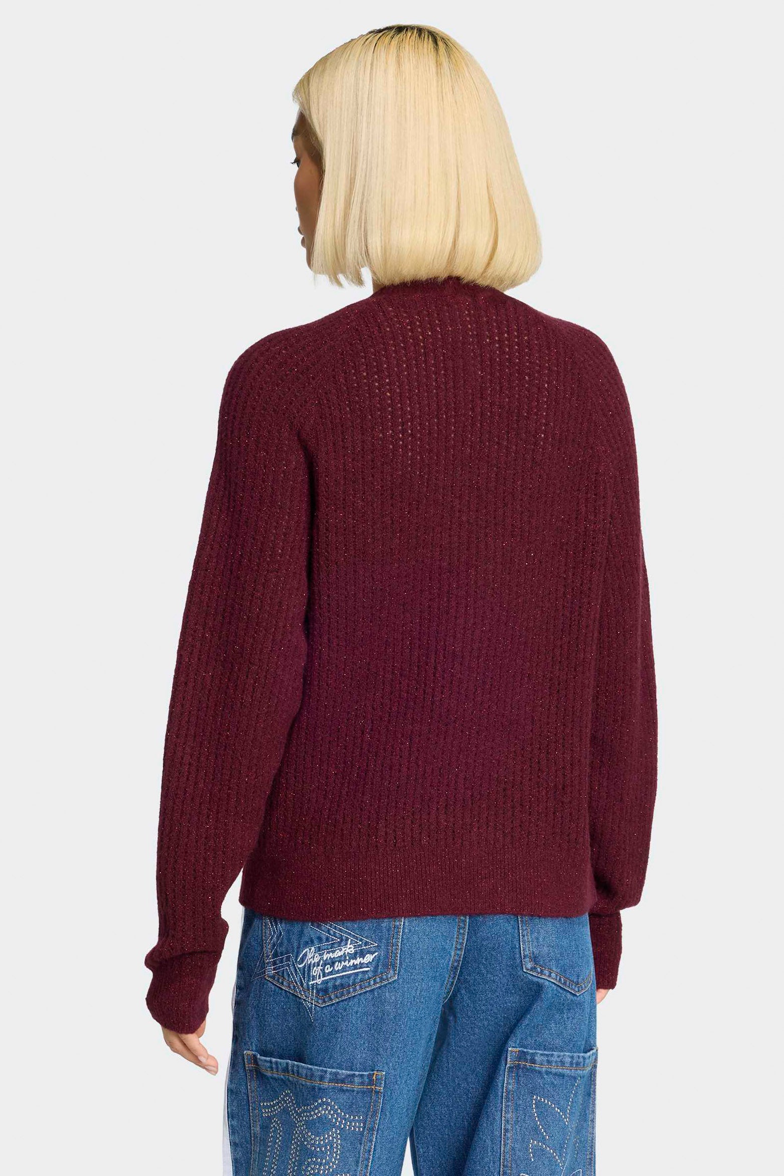Lurex ribbed knit sweater - Marron