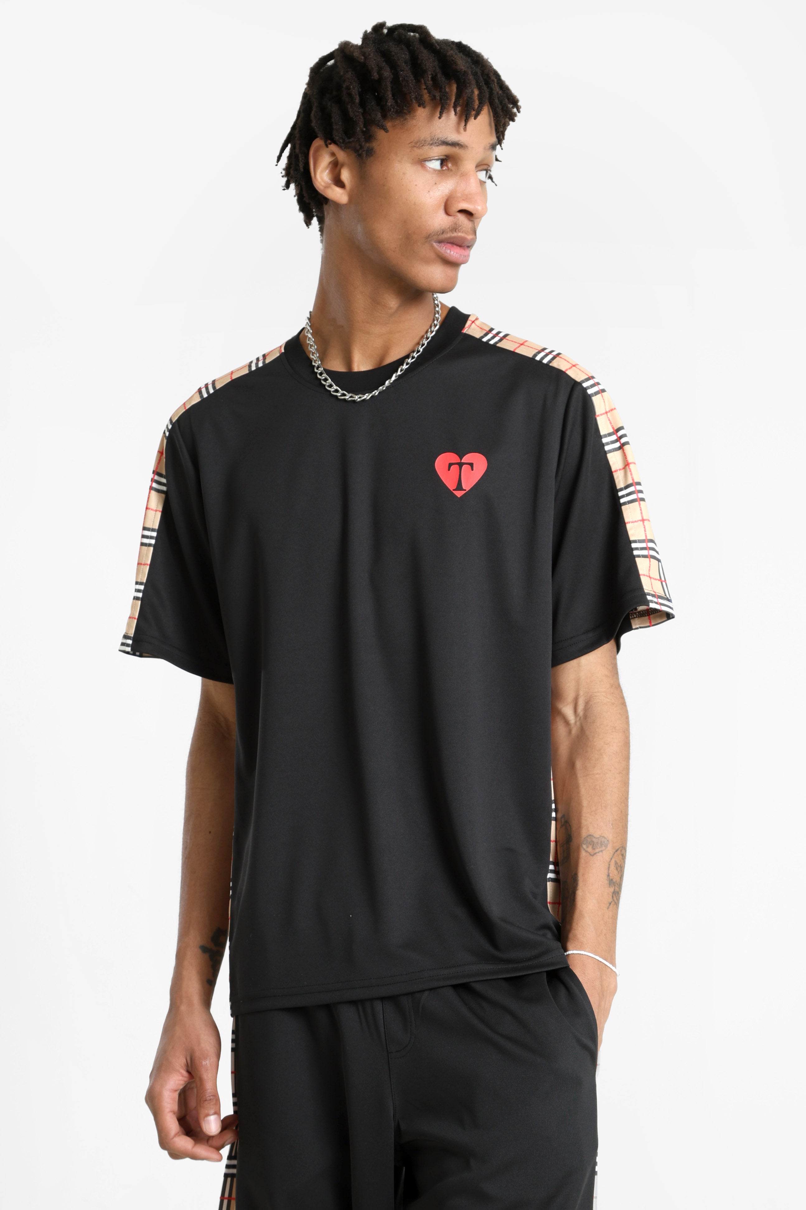 T-Shirt - Schwarz + Beige