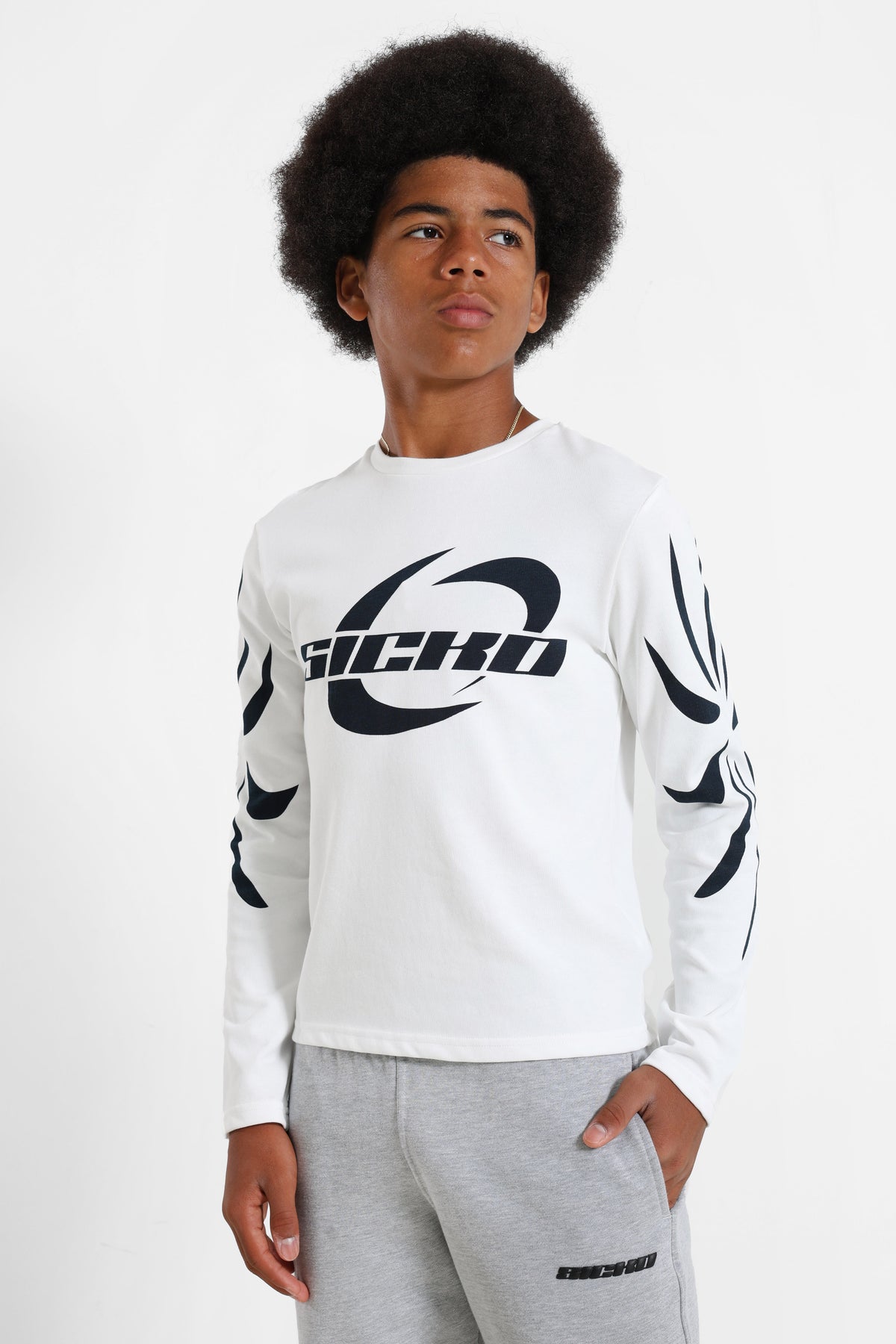 Long-sleeve shirt - Offwhite + Bleu marine