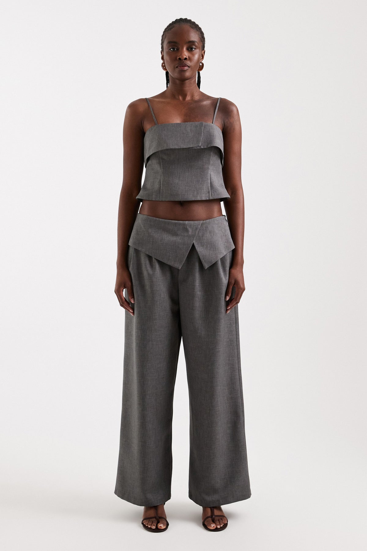 TSARWA pantalon wide leg en tissu - Mushroom