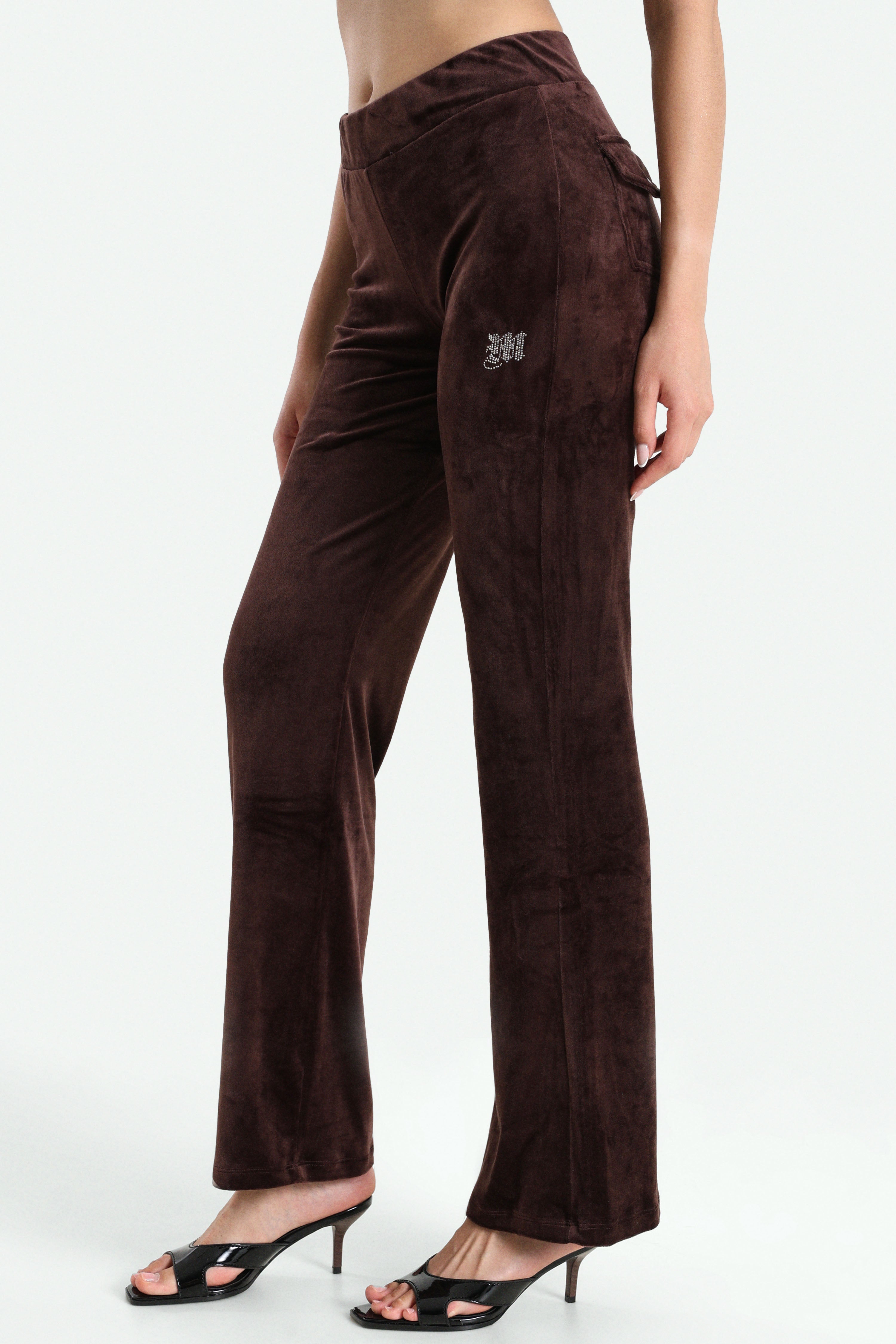 Samt Flare-Hose - Dunkelbraun