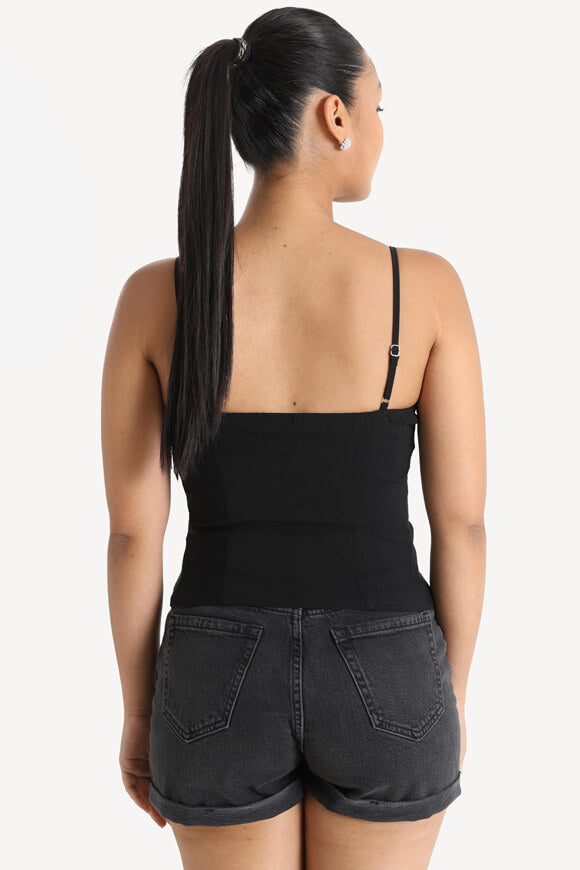 Crop top con allacciatura - nero