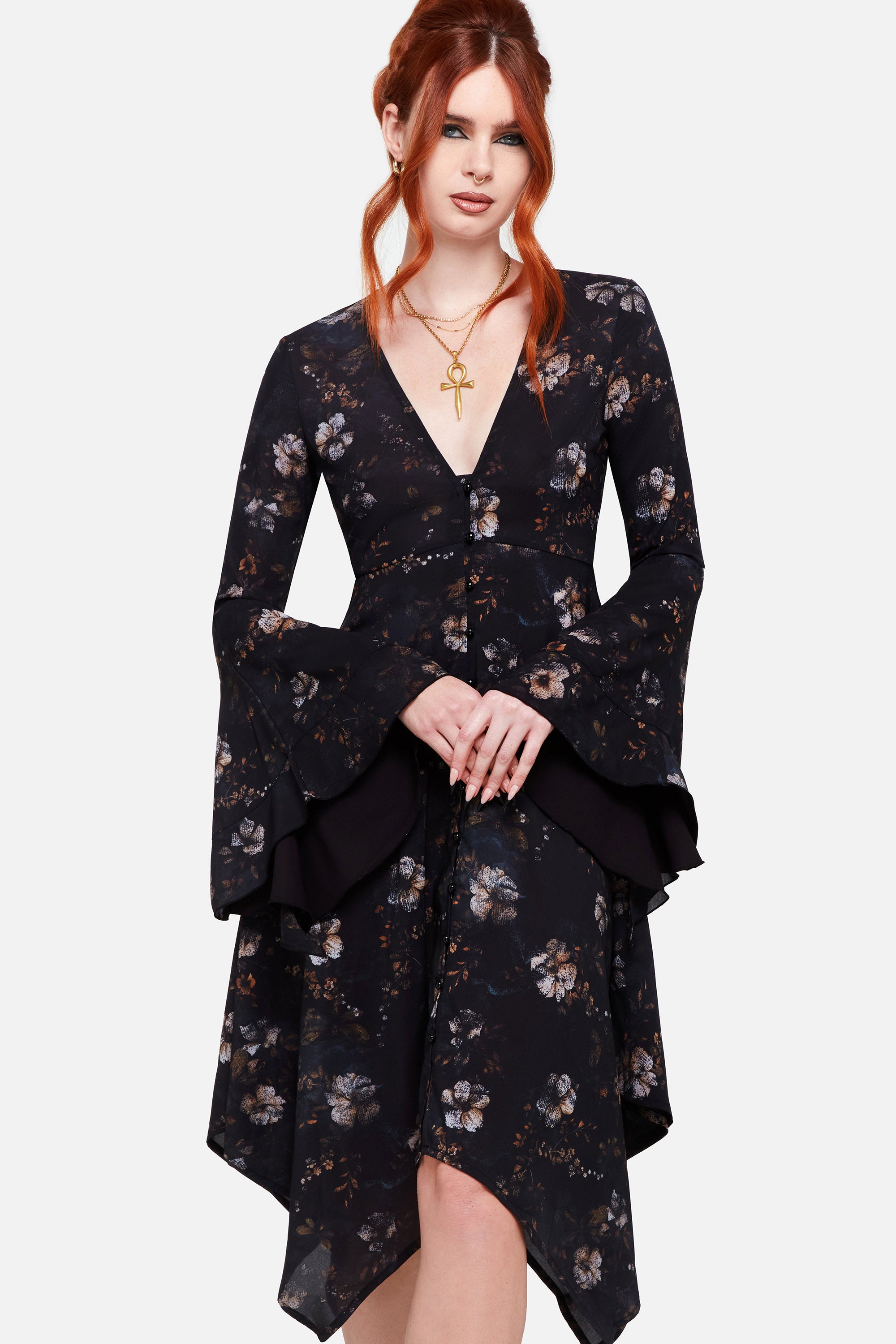 Autumna's Night Midikleid - Black