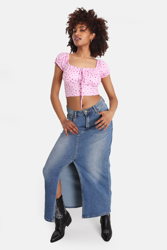 Off Shoulder Crop Shirt - Rosa