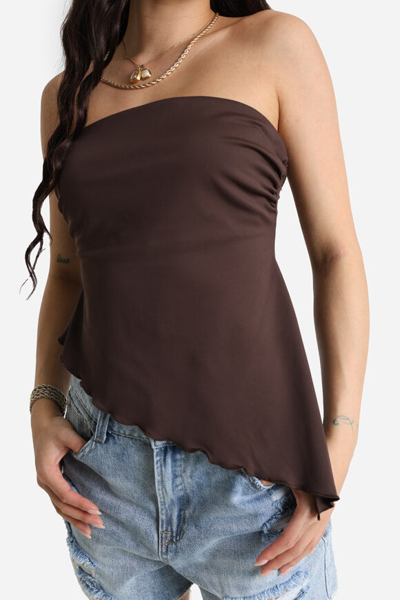 Crop top a fascia - marrone scuro