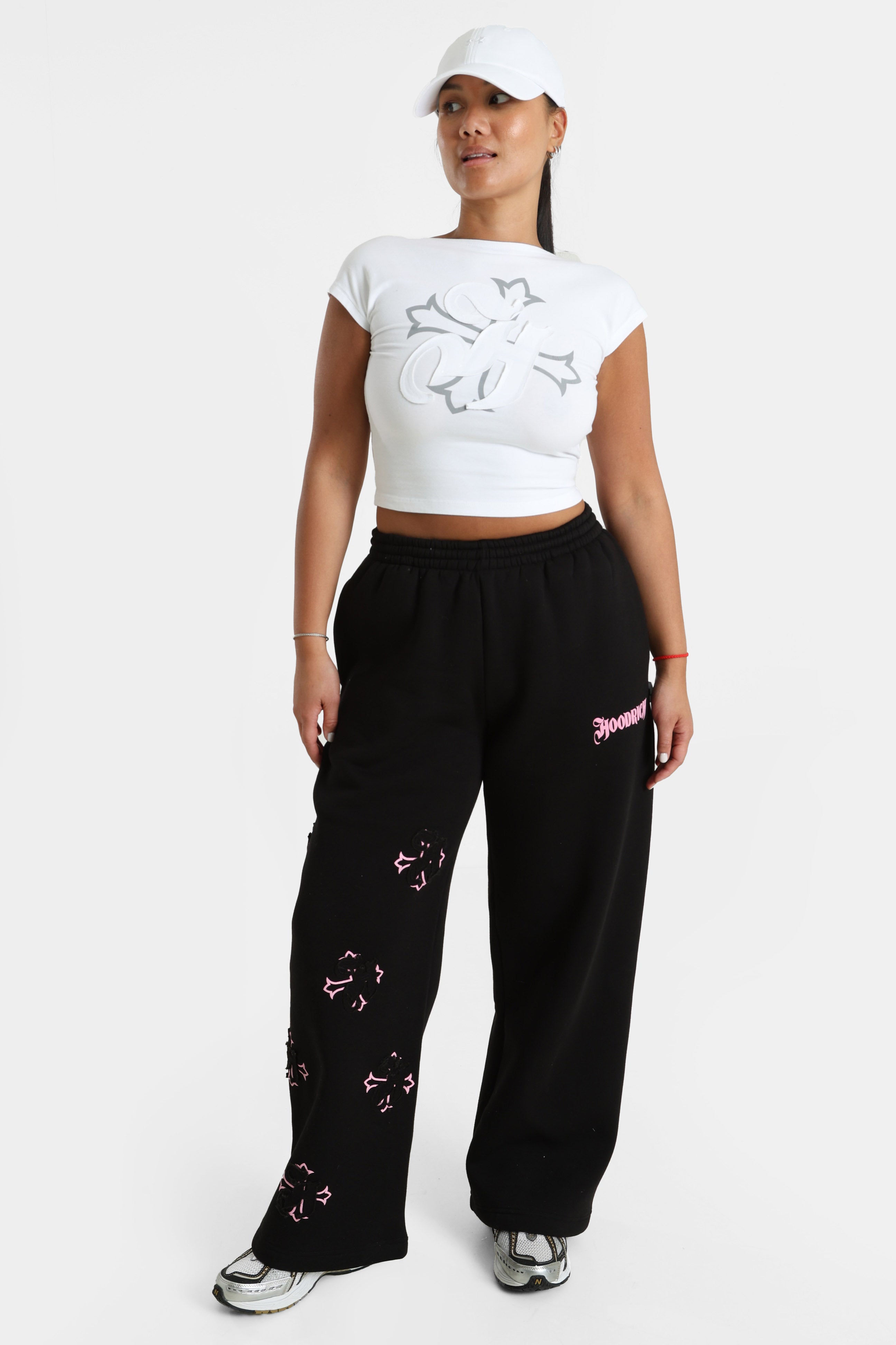 Crop T-Shirt - White + Grey