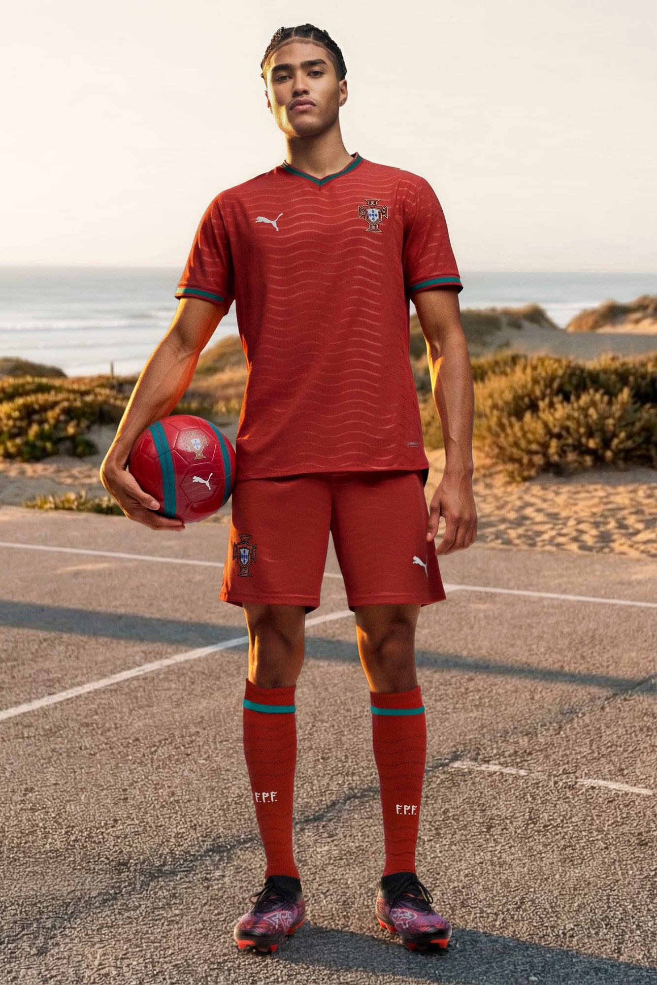 Home Portugal 2026 Mesh Shorts - Red + Green Lagoon