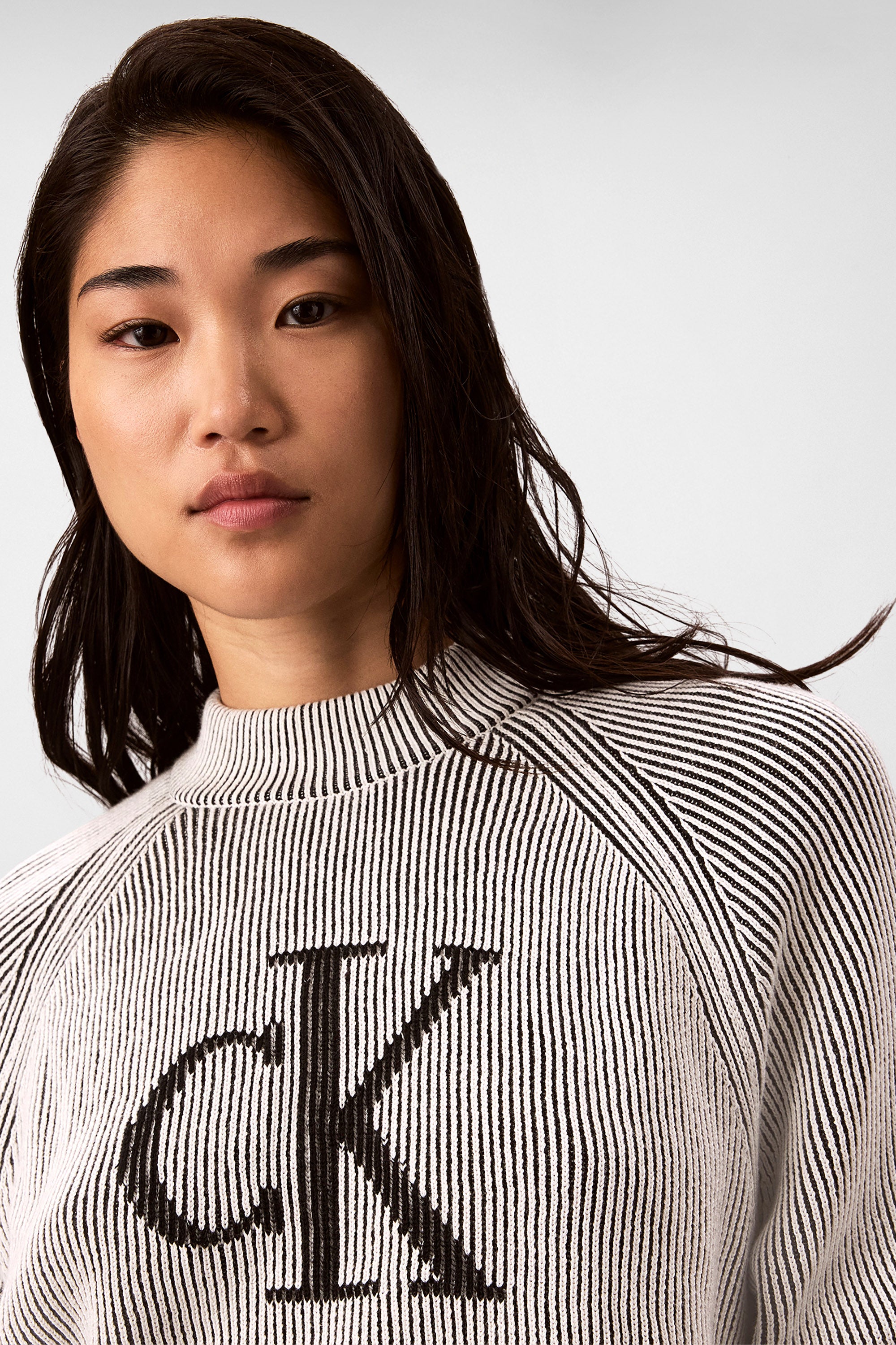 Gerippter Strickpullover - Black Combo