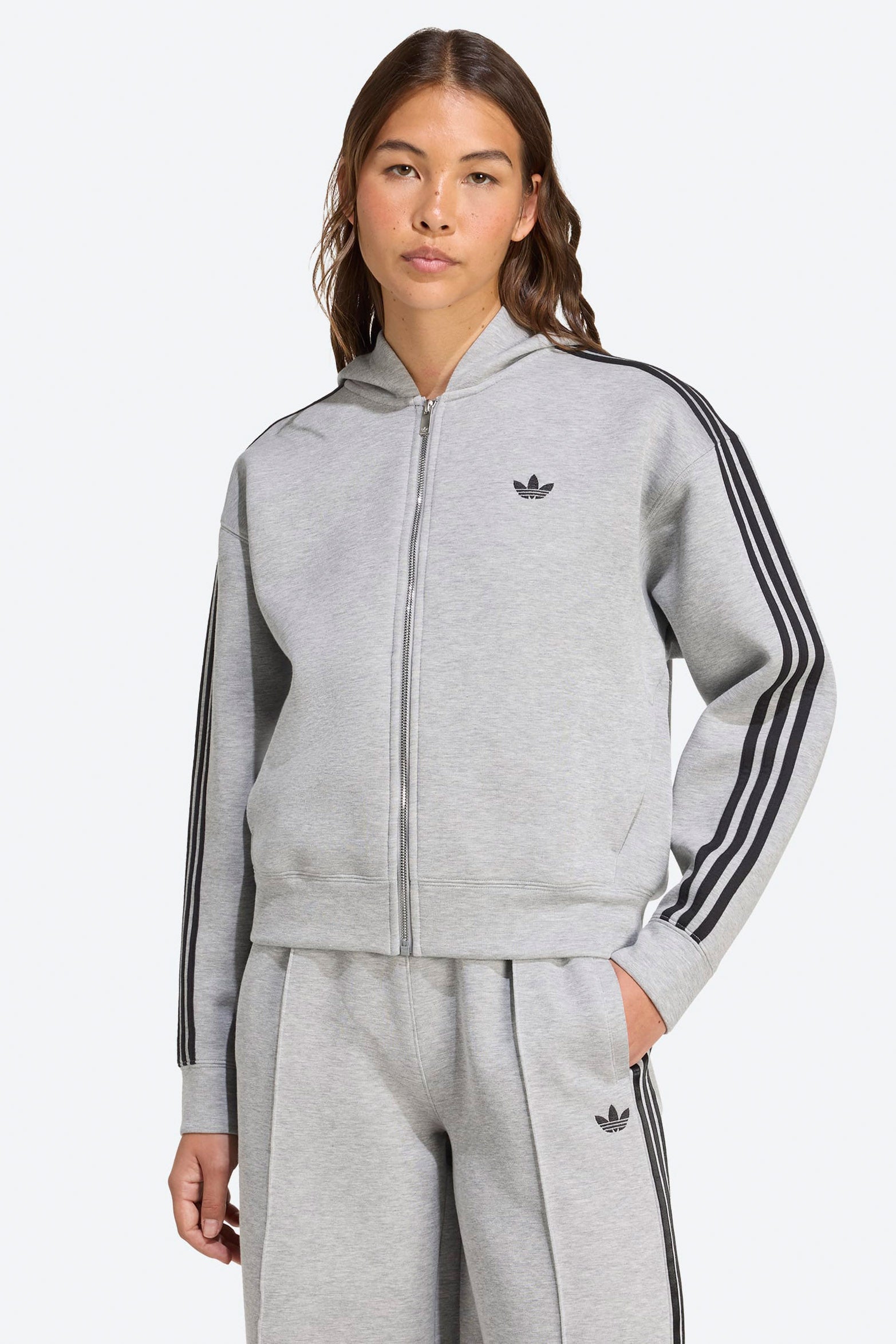 Kapuzensweatjacke - Medium Grey Heather