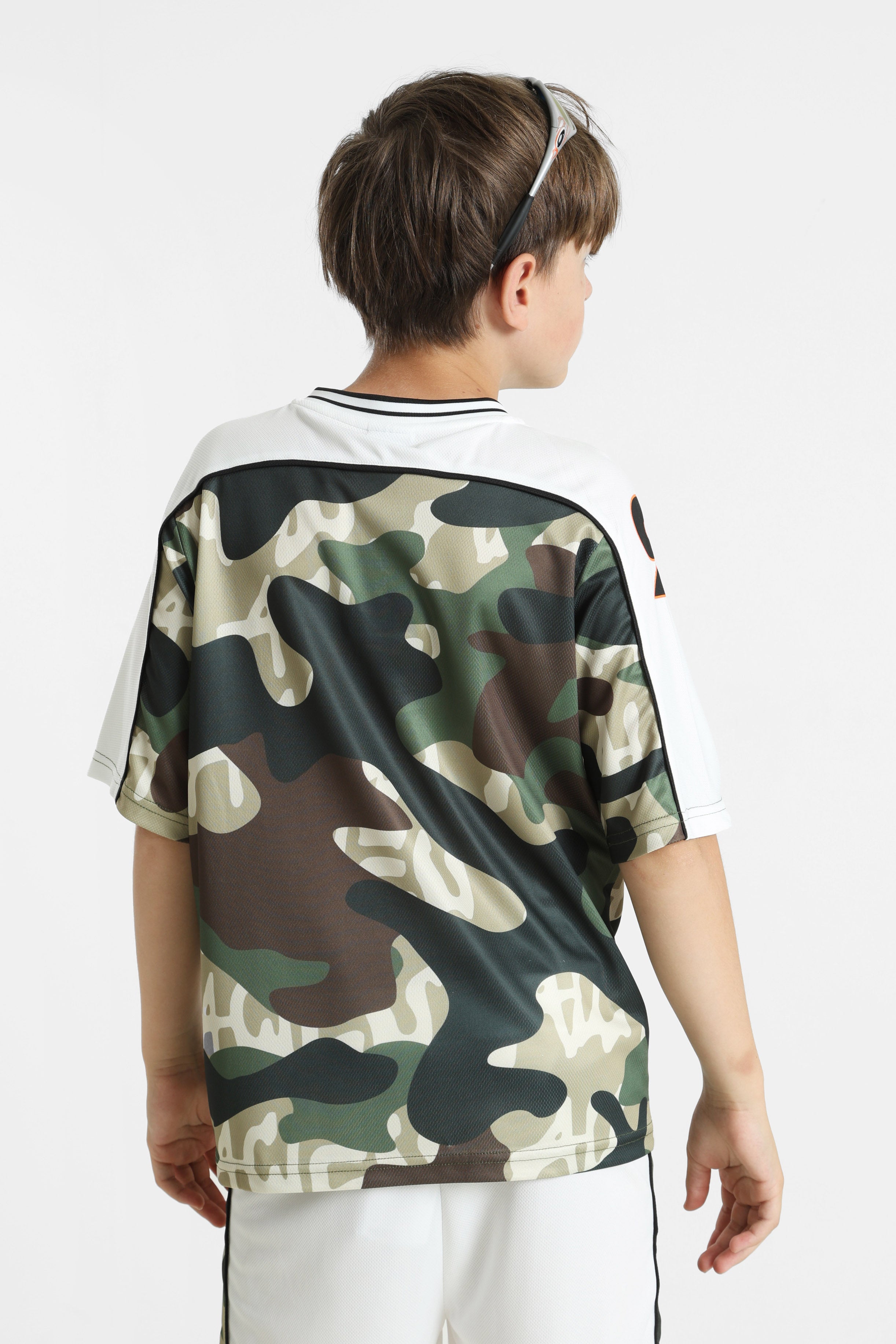 Mesh T-Shirt - Grün Camouflage + Weiss