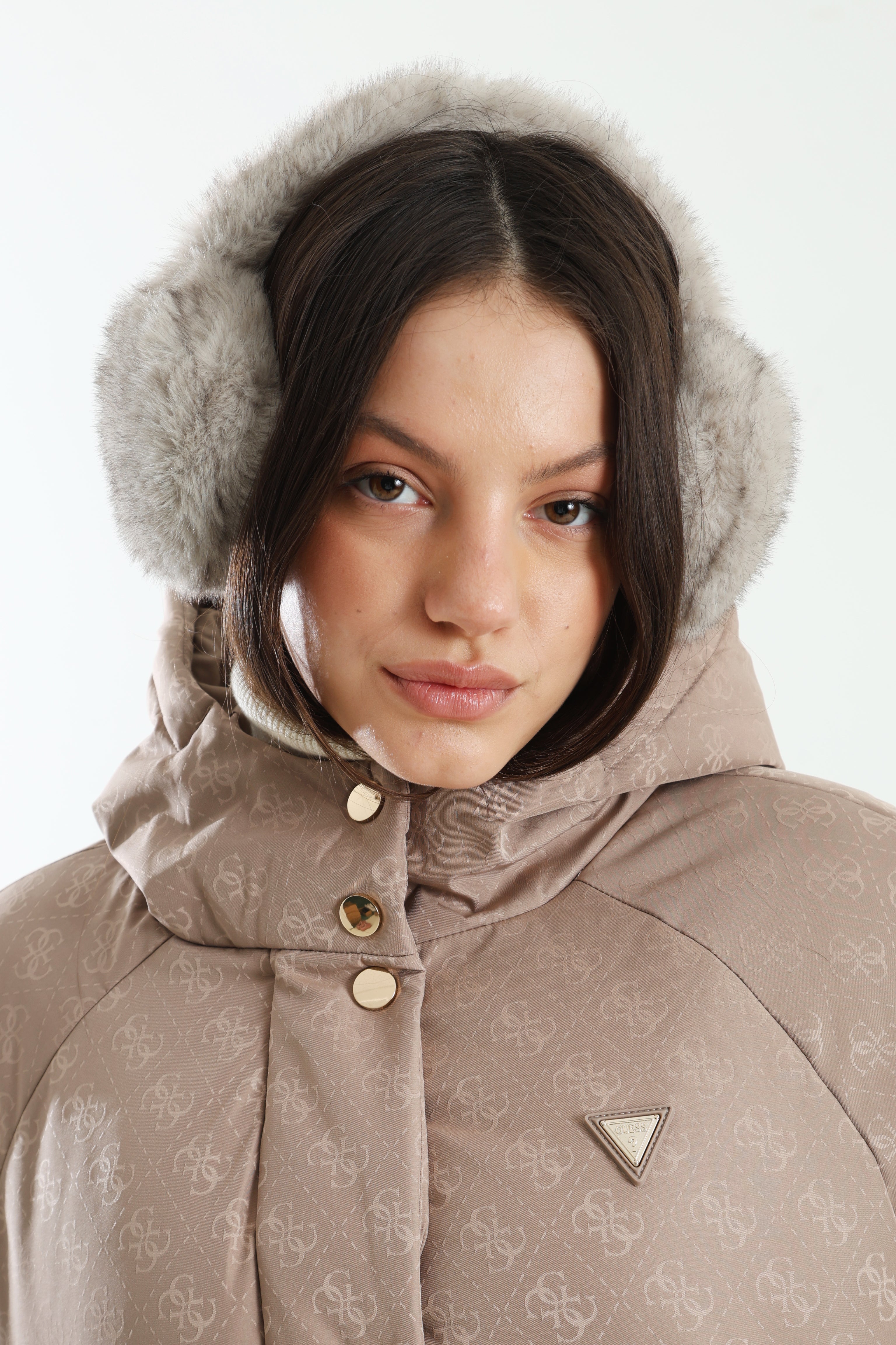 Jacquard Pufferjacke - Tan